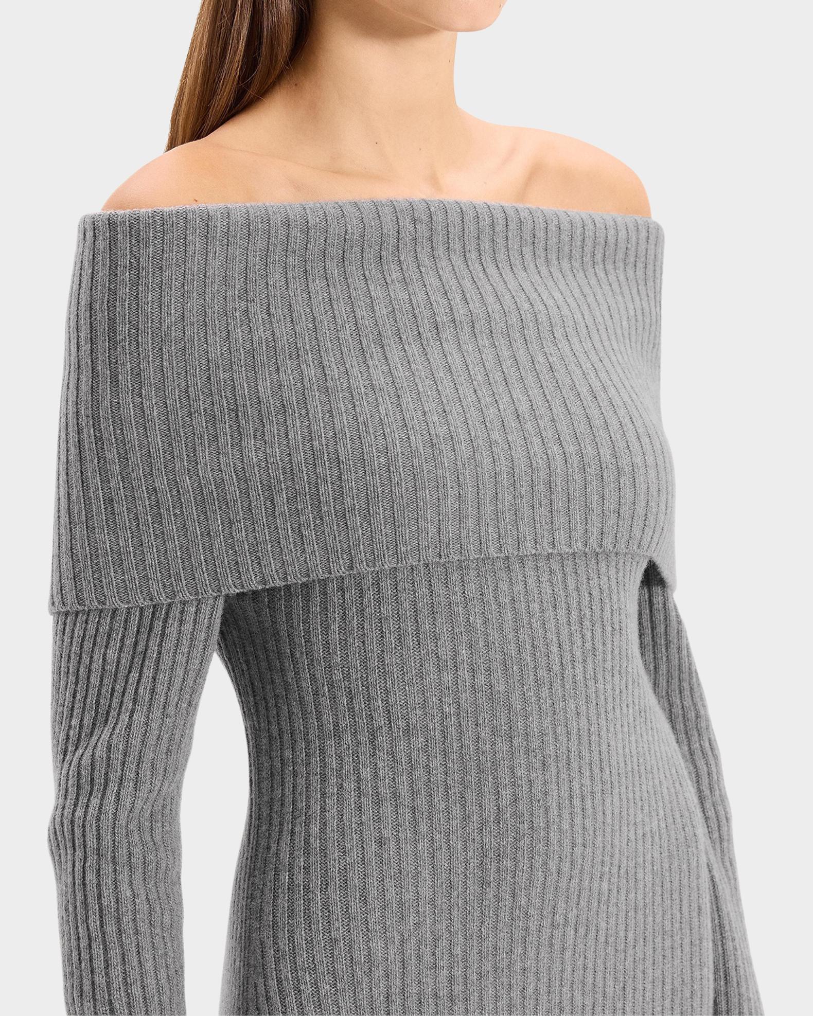 Theory Off-The-Shoulder Wool-Cashmere Sweater Dress | Neiman Marcus