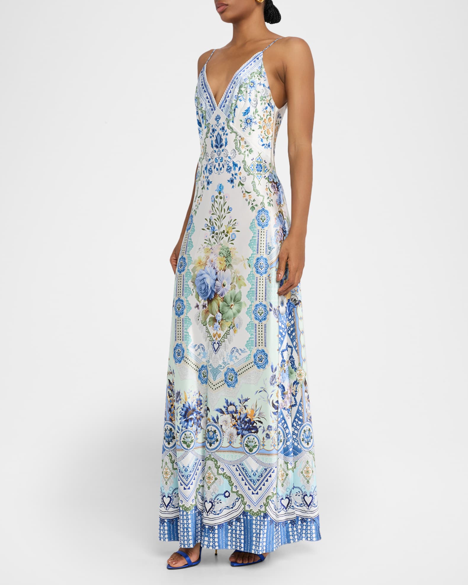 princess polly baby blue dress Camilla Women's Silk Maxi Slip Dress - Multi - Size M