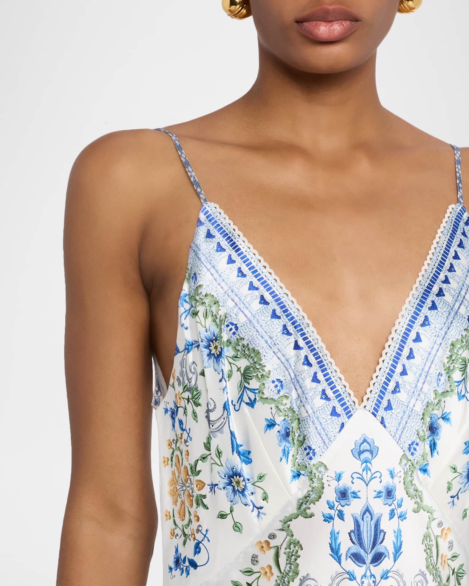 Camilla Backless Floral-Print Silk Maxi Slip Dress | Neiman Marcus
