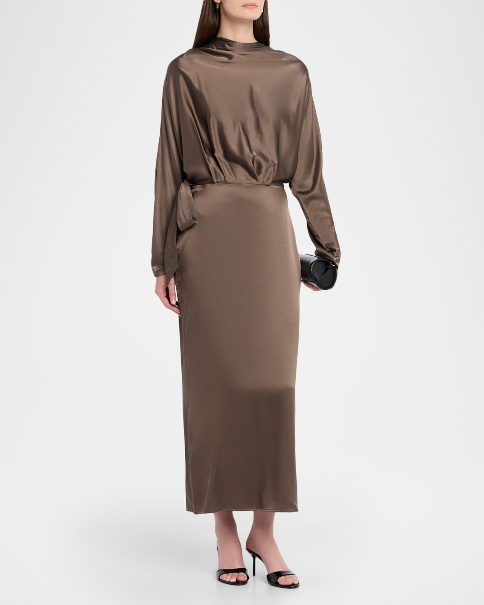 short brown party dress Staud Size XS White & Brown Print Viscose Ribbed Knit Color Block Midi —  Labels Resale Boutique main image 0