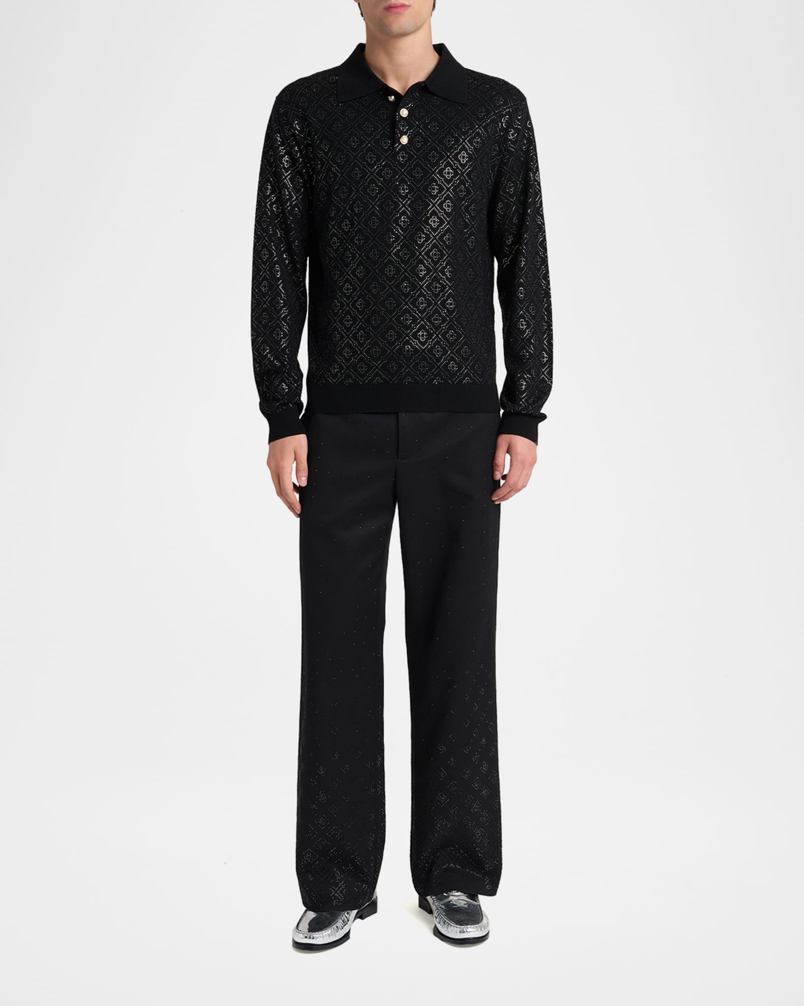 CASABLANCA Men's Hot Fix Monogram Long-Sleeve Shirt | Neiman Marcus