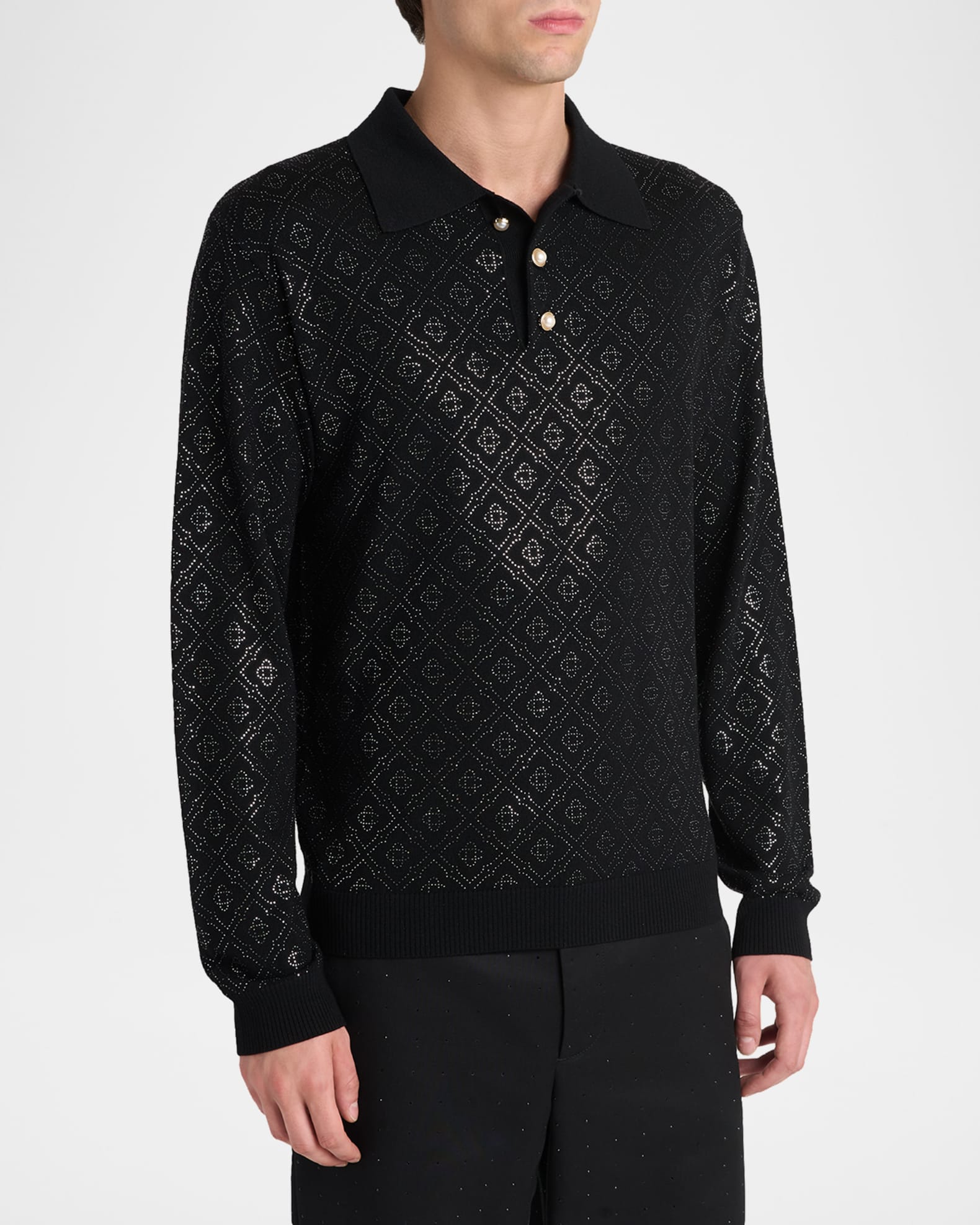 CASABLANCA Men's Hot Fix Monogram Long-Sleeve Shirt | Neiman Marcus