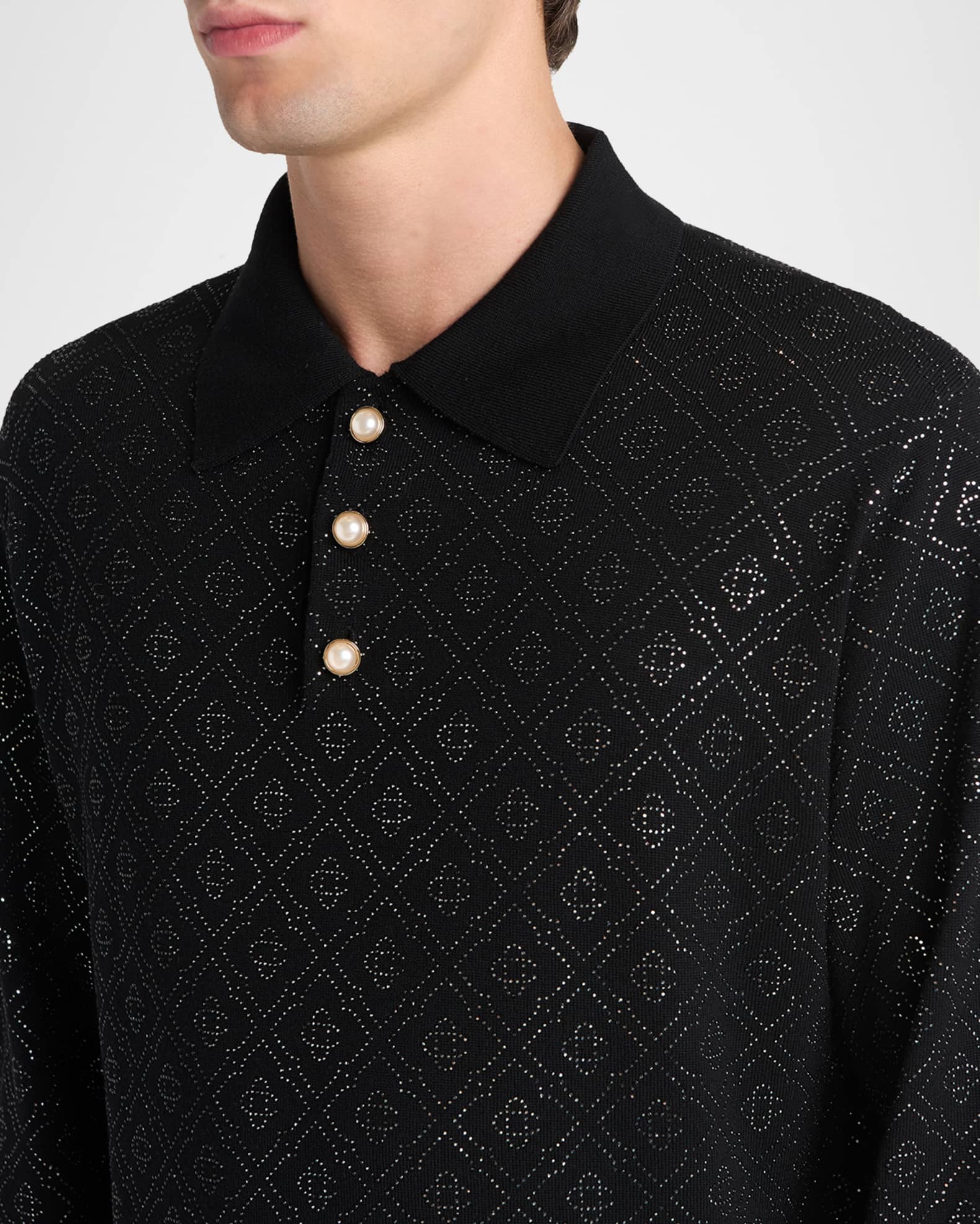 CASABLANCA Men's Hot Fix Monogram Long-Sleeve Shirt | Neiman Marcus