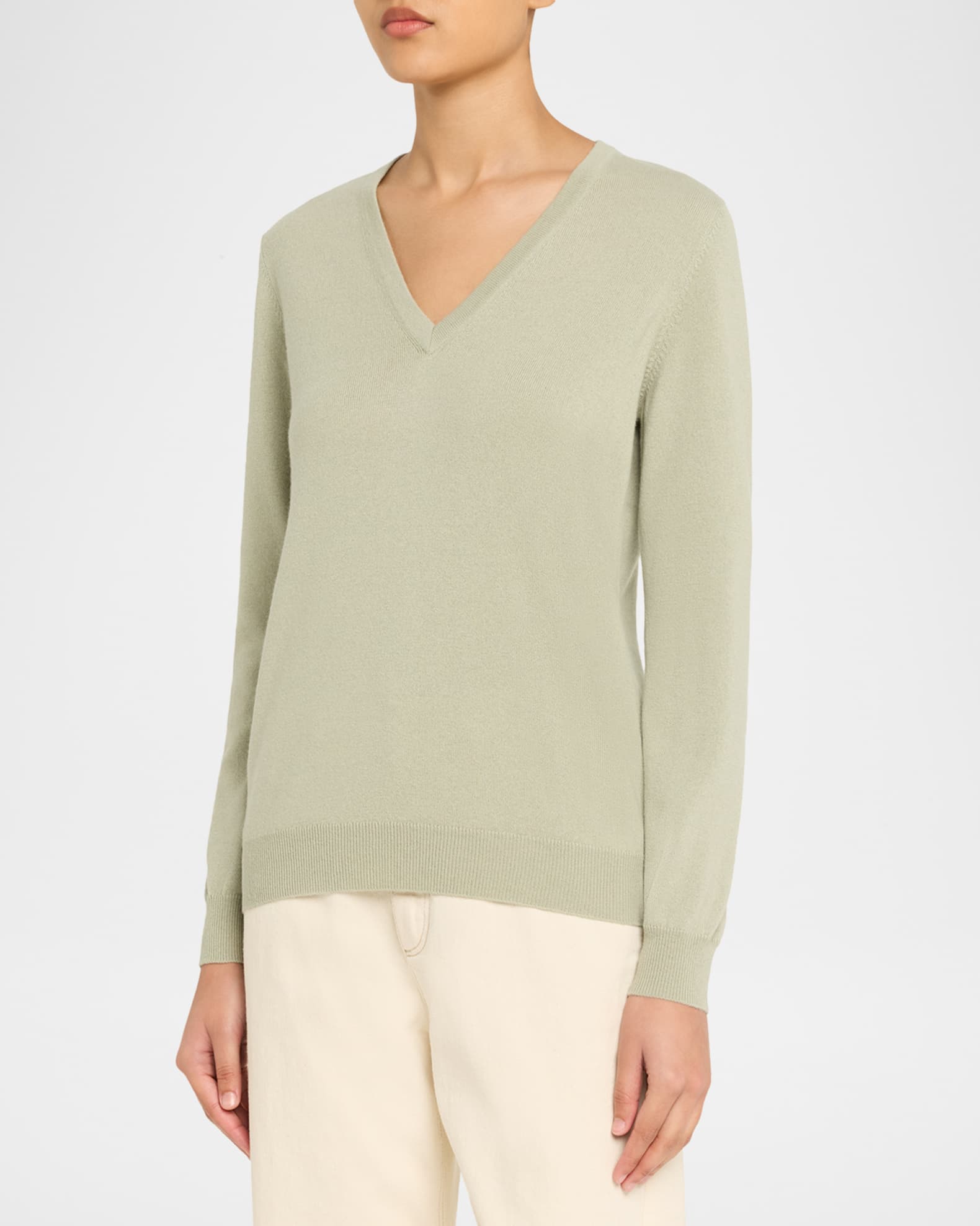 Brunello Cucinelli Monili-Trim V-Neck Cashmere Sweater | Neiman Marcus