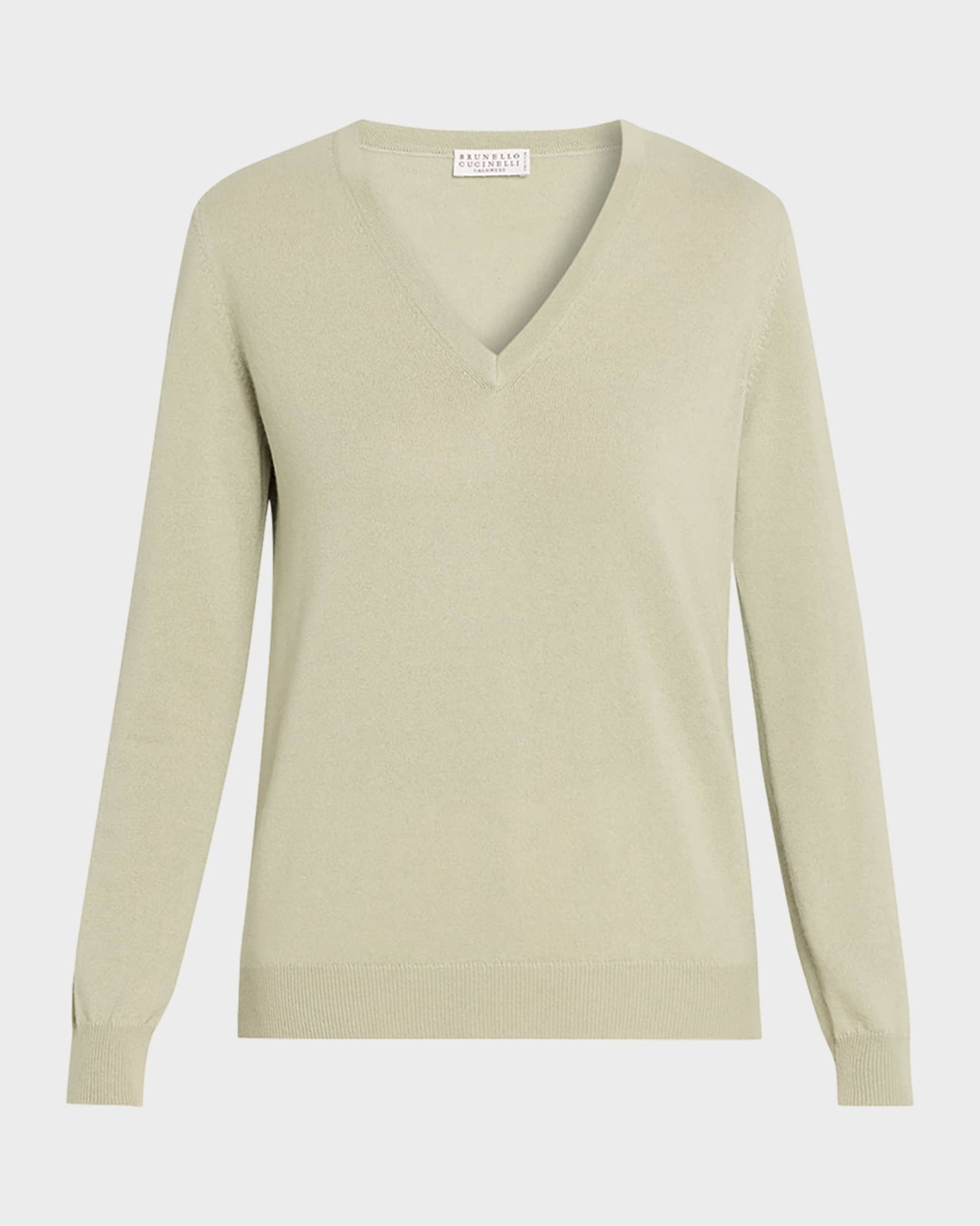 Brunello Cucinelli Monili-Trim V-Neck Cashmere Sweater | Neiman Marcus
