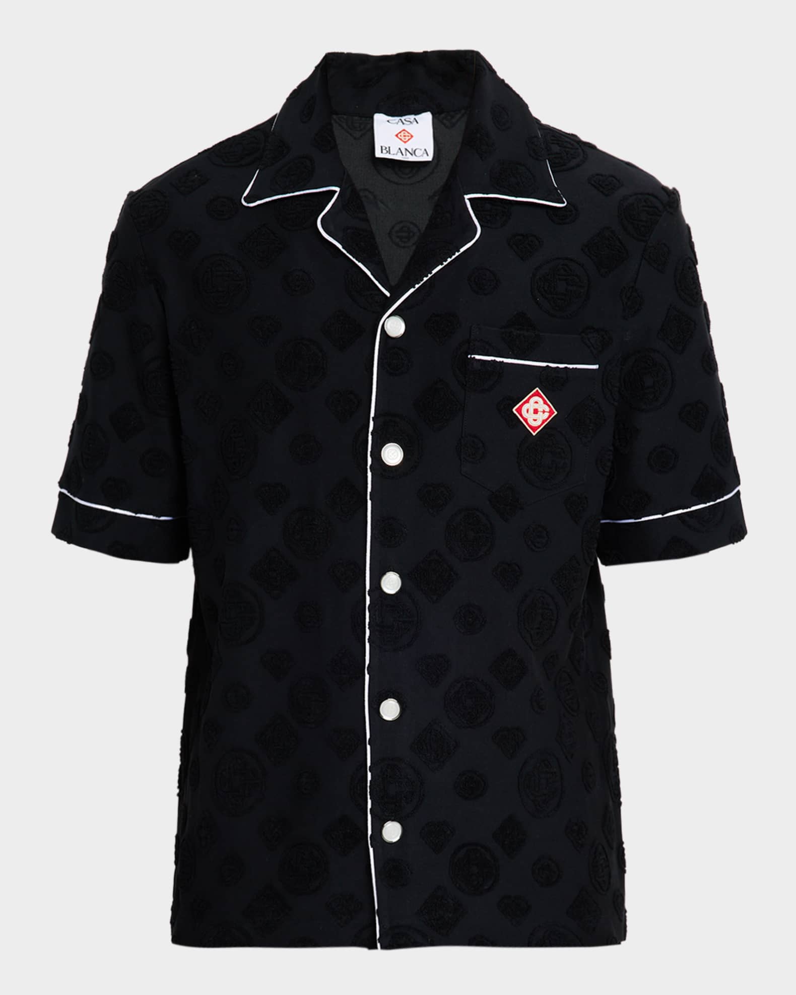 CASABLANCA Men's Towelling Monogram Short-Sleeve Shirt | Neiman Marcus