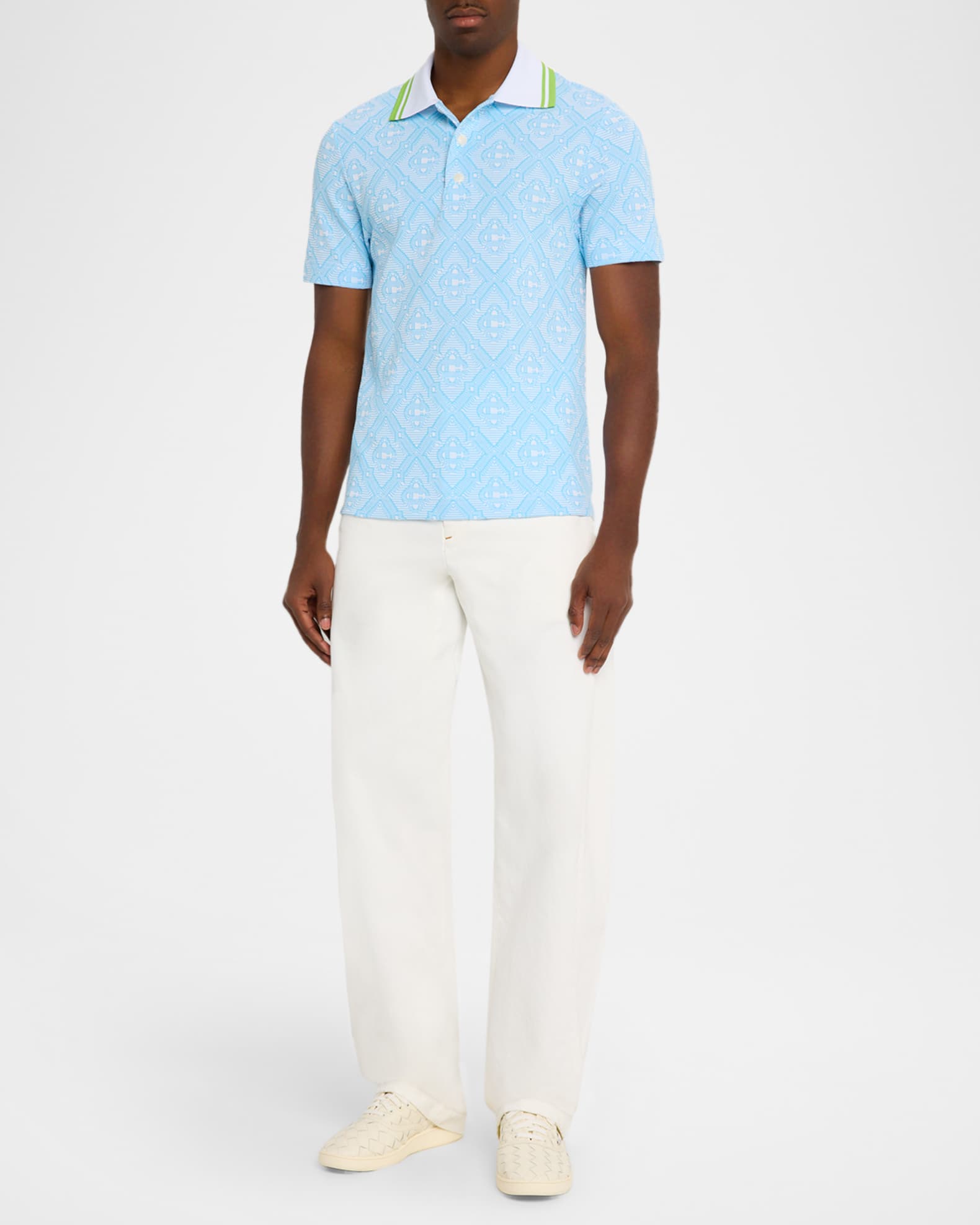 CASABLANCA Men's Monogram Jacquard Knit Polo Shirt | Neiman Marcus