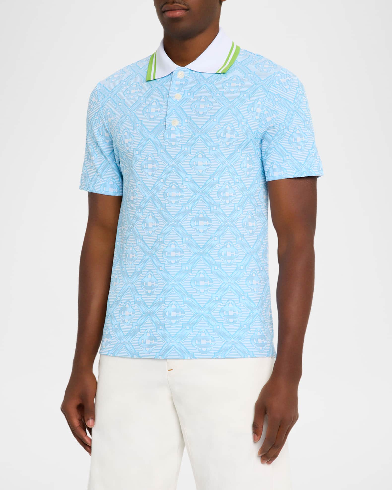 CASABLANCA ニットPoloシャツ CASABLANCA Men's Monogram Jacquard Knit Polo Shirt | Neiman Marcus