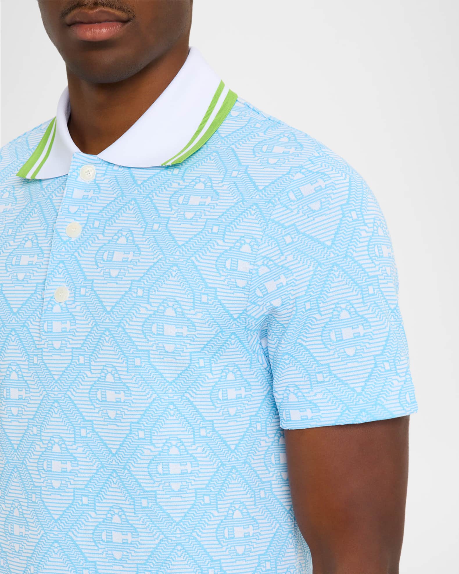 CASABLANCA Men's Monogram Jacquard Knit Polo Shirt | Neiman Marcus