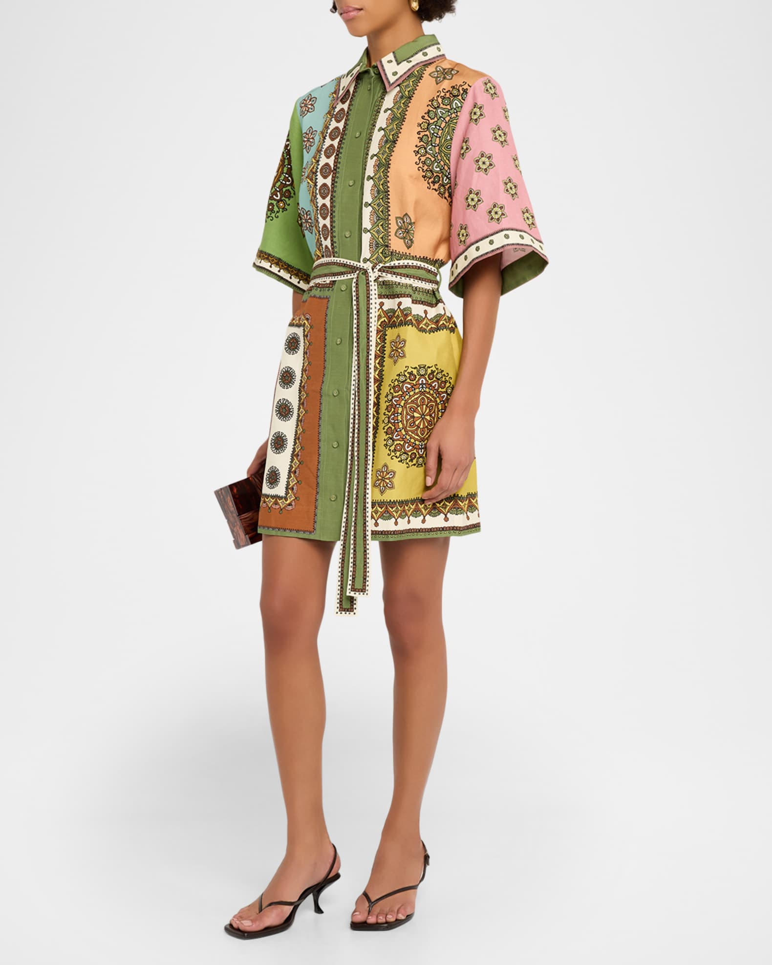 green emerald velvet dress LUISA EMBROIDERED MINI DRESS – ALEMAIS main image 1