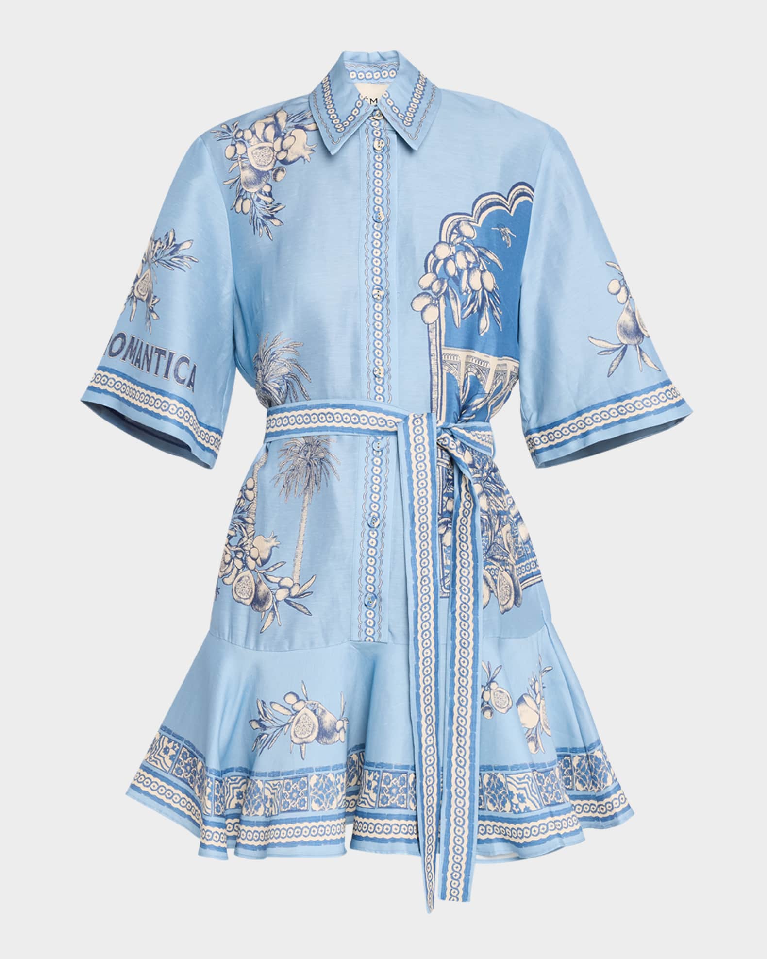 sachin and babi light blue dress Alemais Pink Printed Linen Juno Mini Dress M Alemais