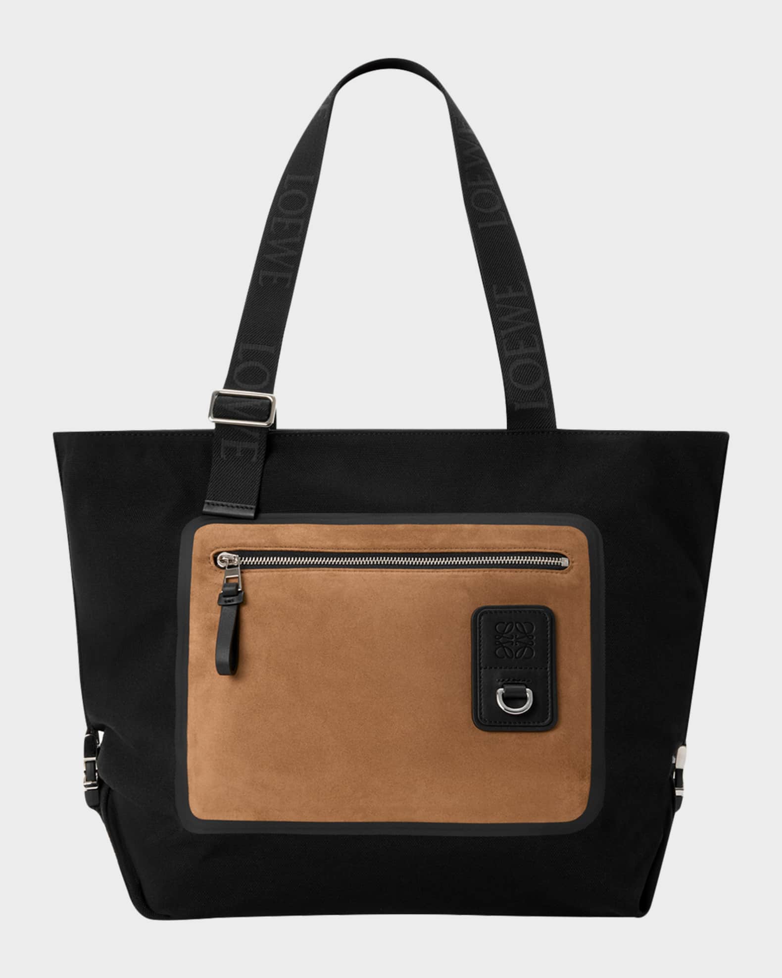 Loewe Men's Flex Zipped Tote Bag in Canvas & Suede | Neiman Marcus