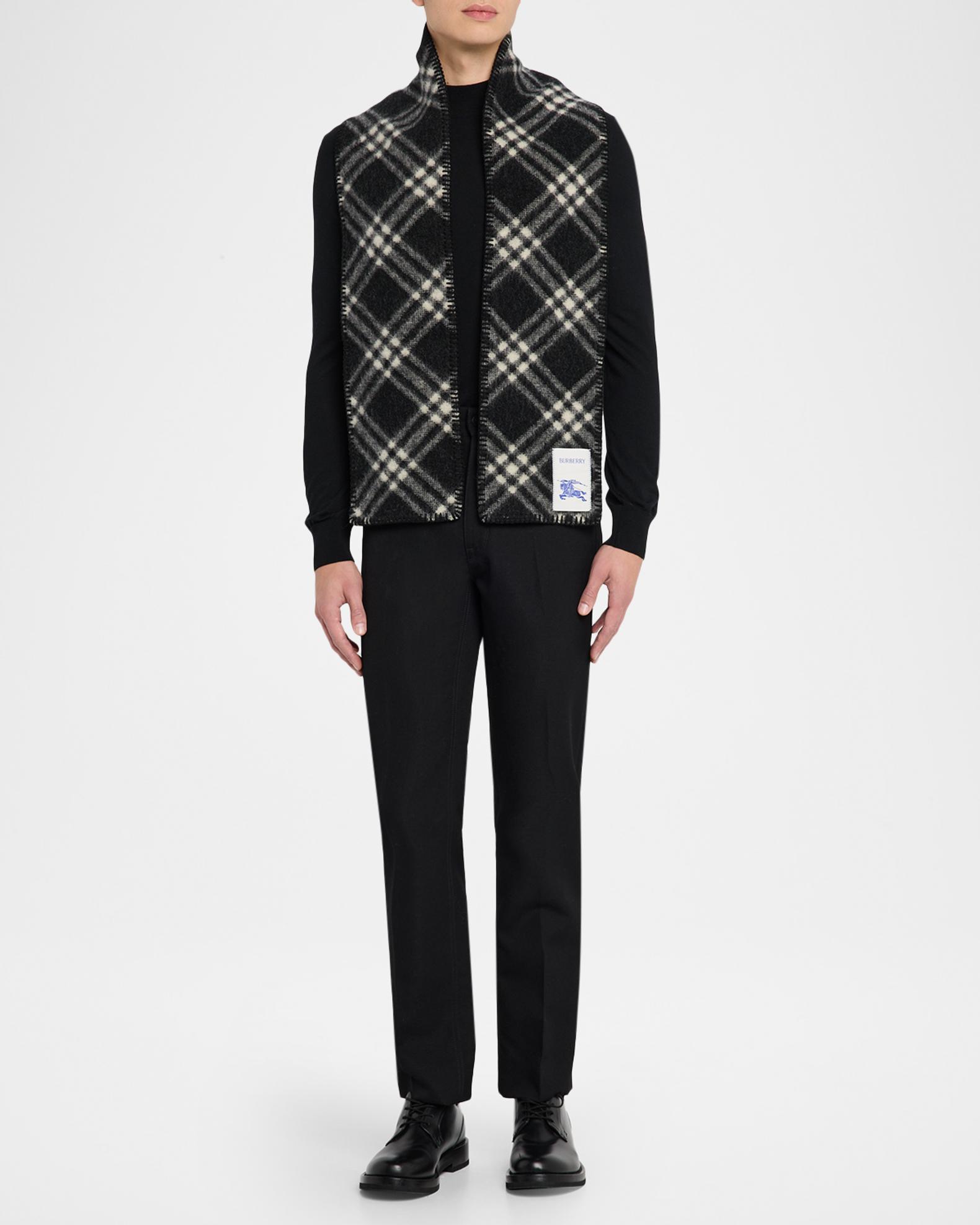 Burberry Men's Narrow Check Wool Scarf | Neiman Marcus