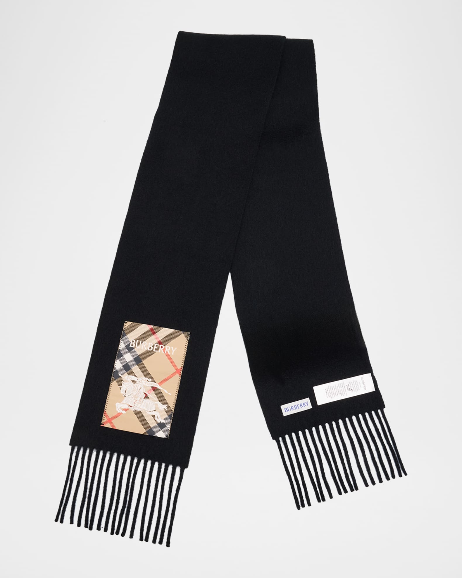 Burberry Men's Check Label Cashmere Scarf | Neiman Marcus
