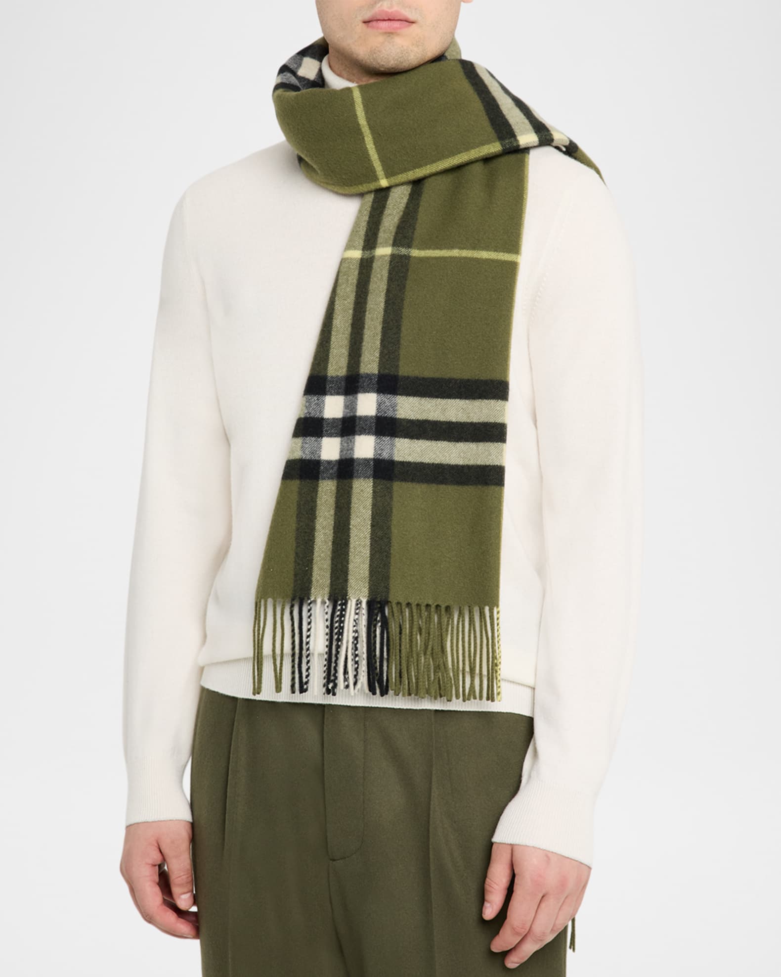 Burberry Men's Wide Check Cashmere Scarf | Neiman Marcus