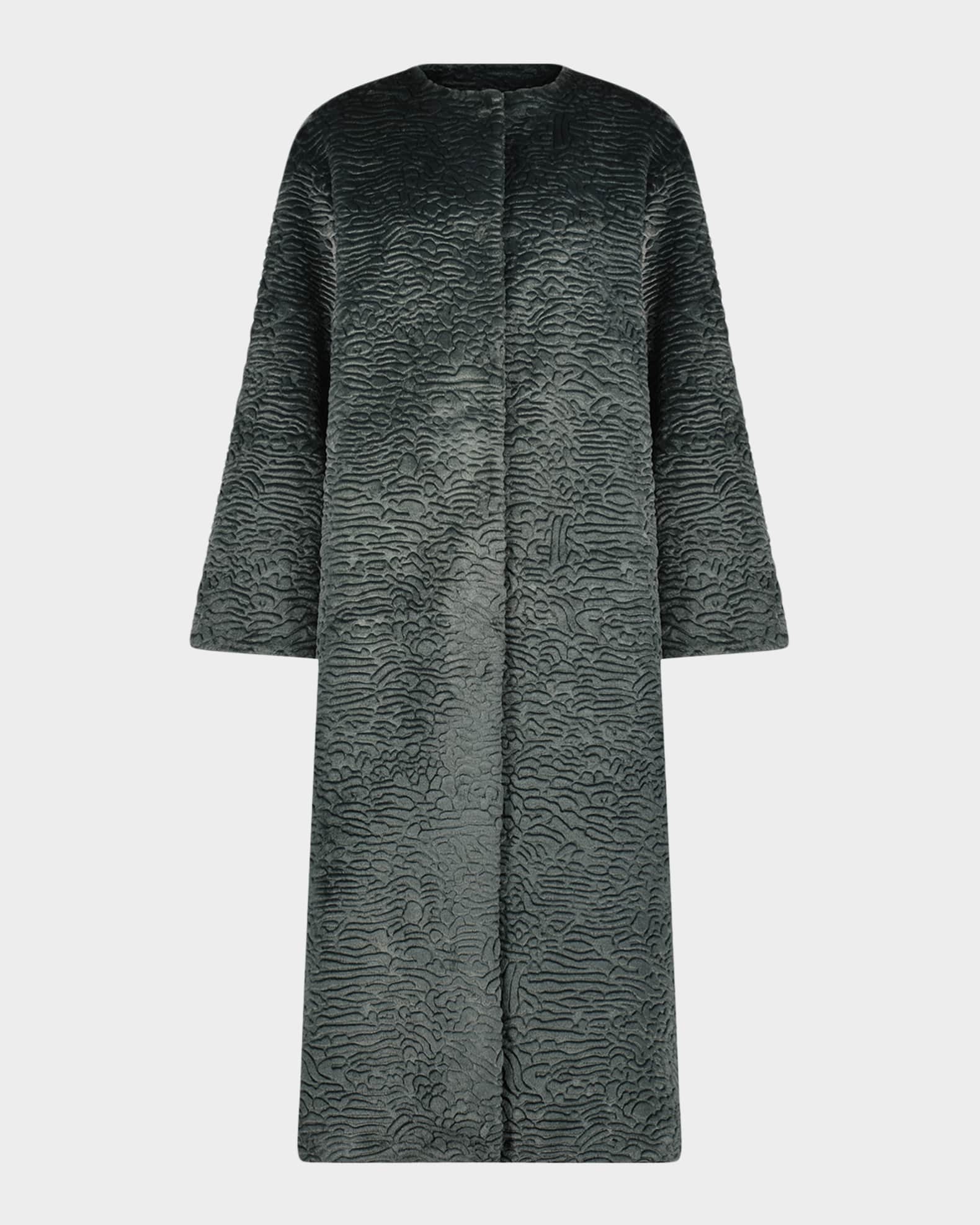 Lyla Grant Fur-Free Textured Faux Shearling Coat | Neiman Marcus