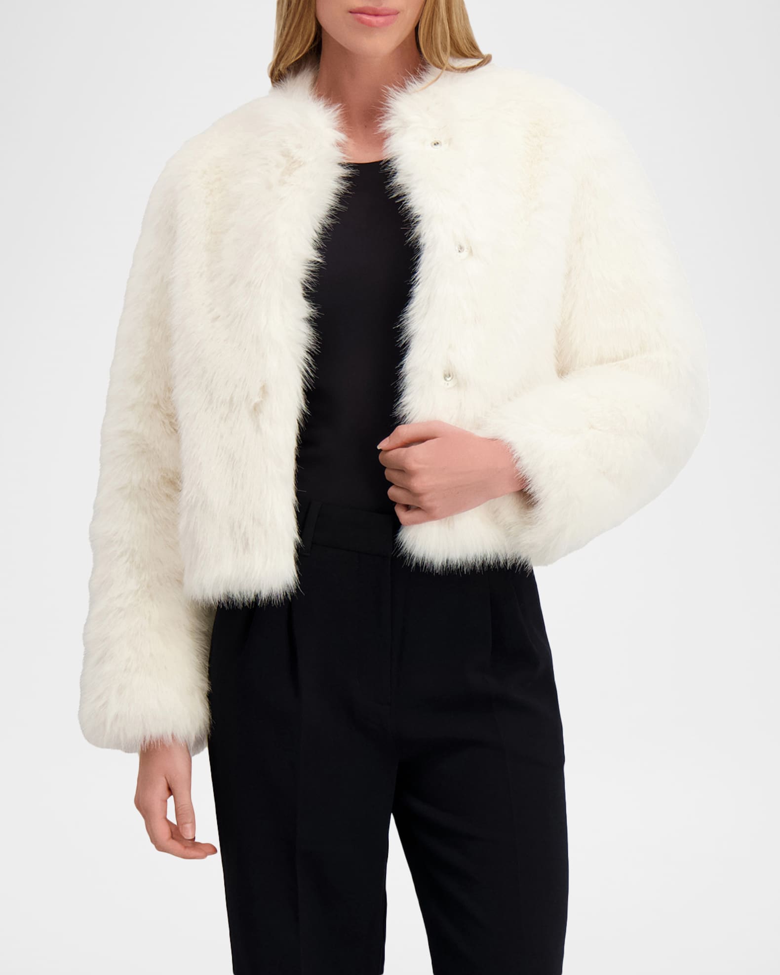 ファー Lyla Grant Fur-Free Short Faux Fox Coat | Neiman Marcus