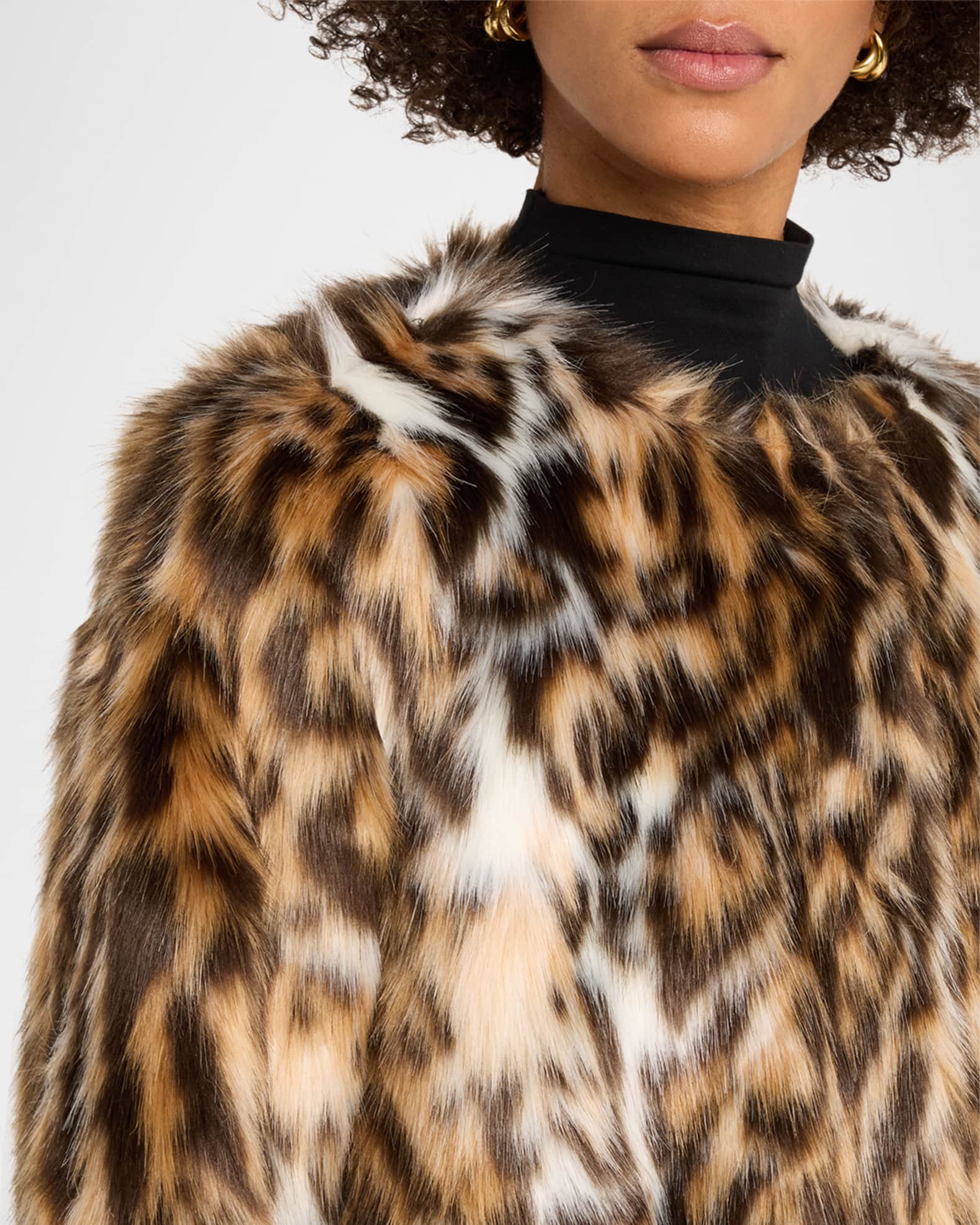 Lyla Grant Fur Free Leopard Faux-Fox Coat | Neiman Marcus