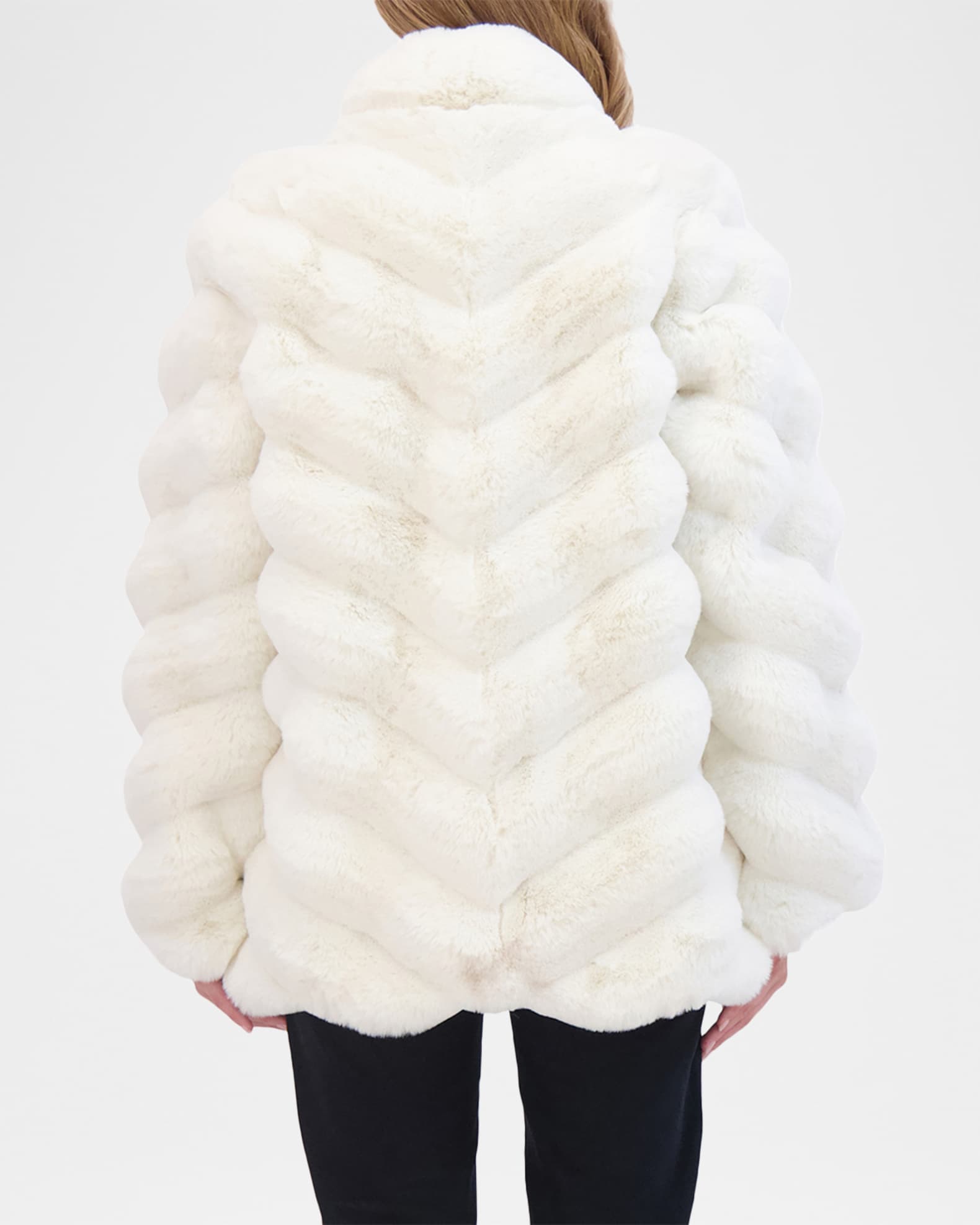 Lyla Grant Fur-Free Chevron Faux Chinchilla Coat | Neiman Marcus