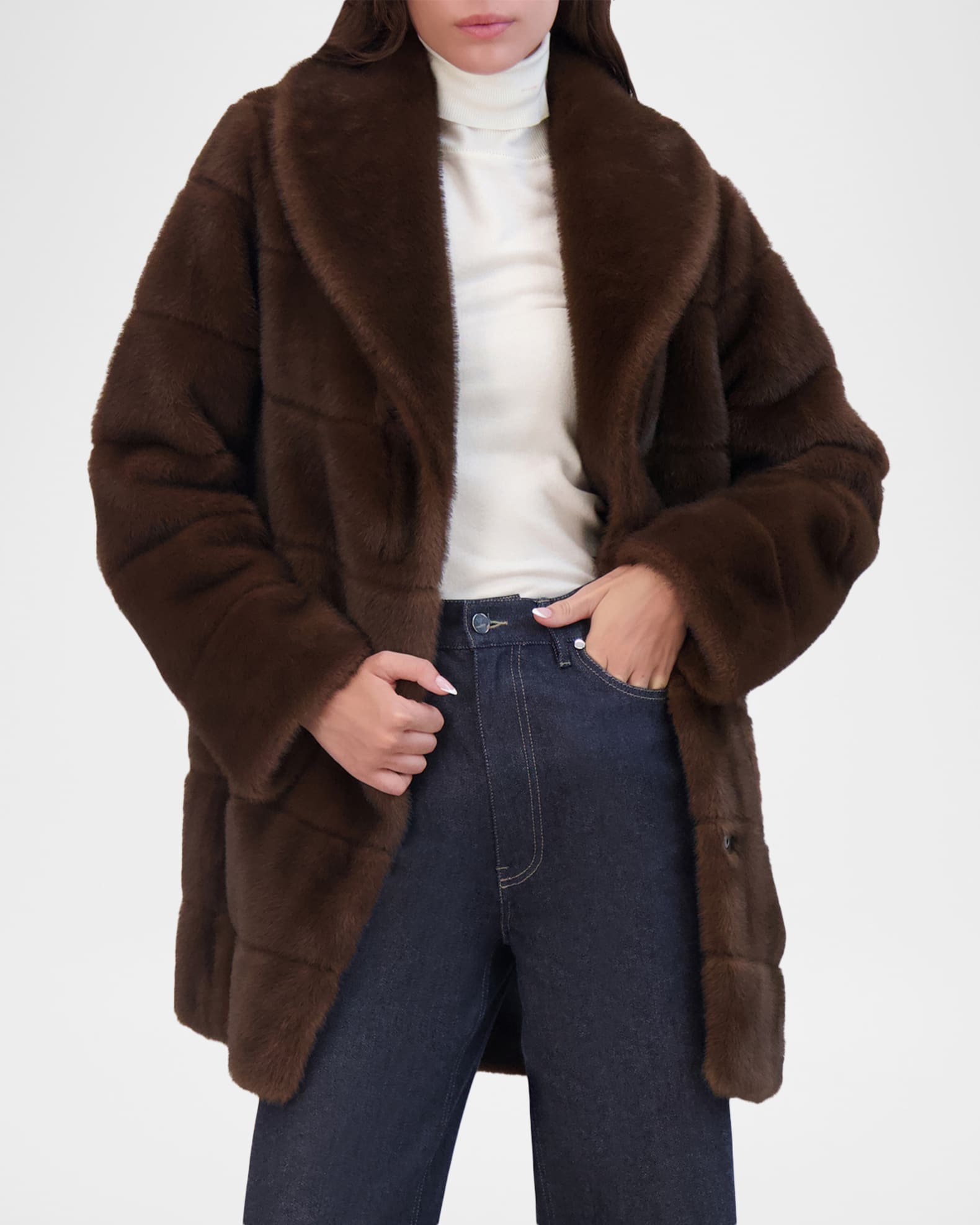 Lyla Grant Fur-Free Quilted Faux Mink Coat | Neiman Marcus