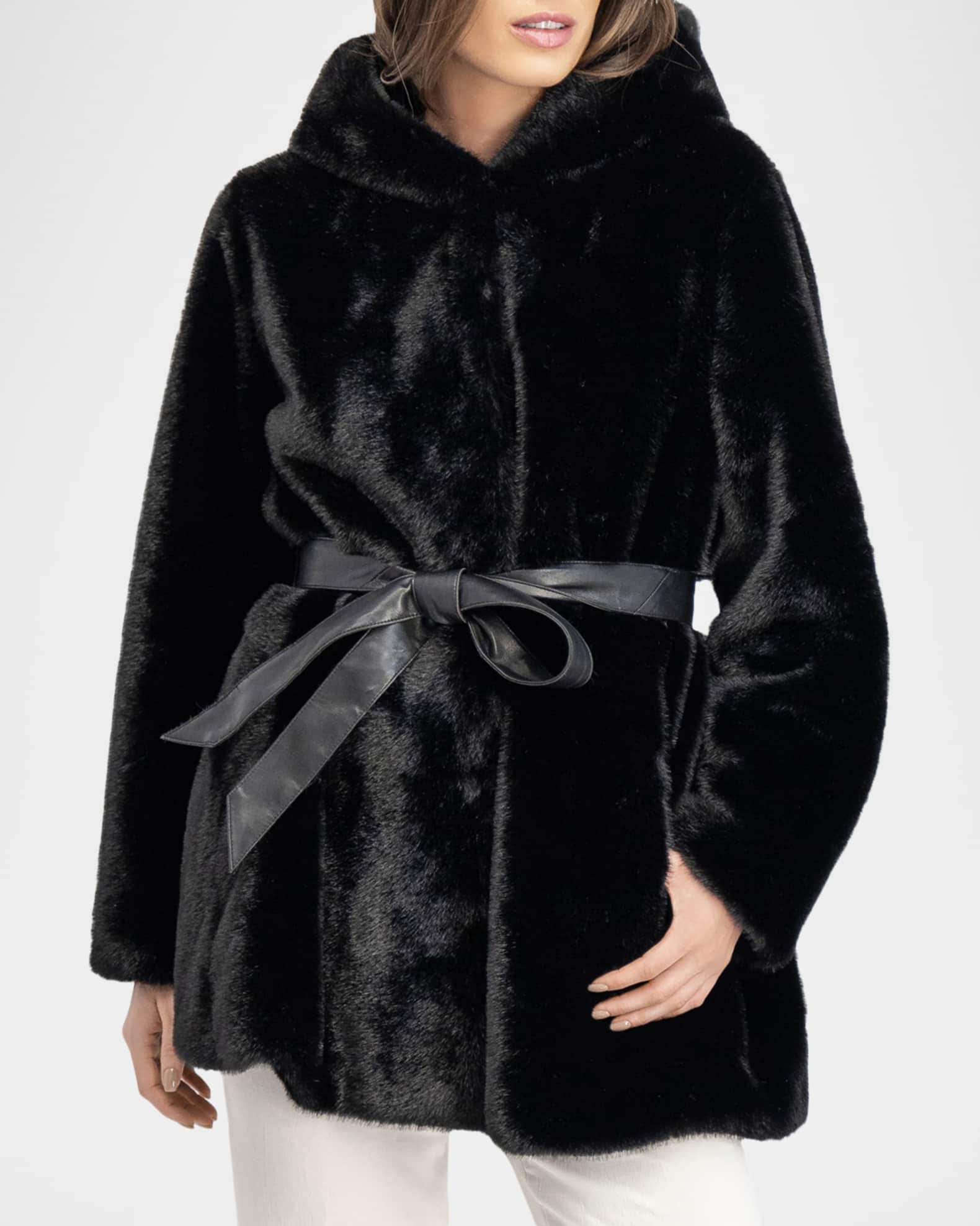 Lyla Grant Fur-Free Faux Mink Hooded Coat | Neiman Marcus