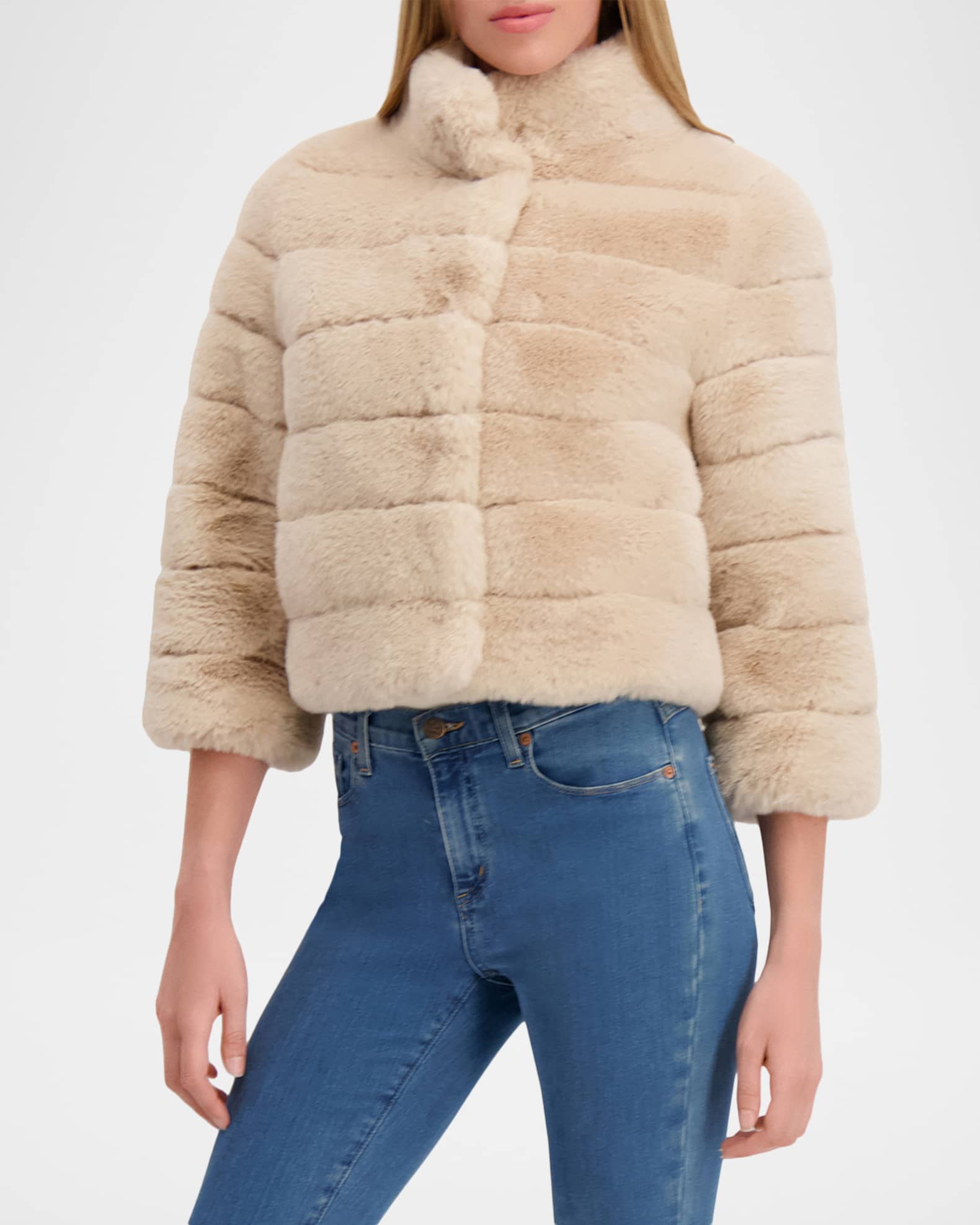 Lyla Grant Fur-Free Short Faux Rabbit Coat | Neiman Marcus