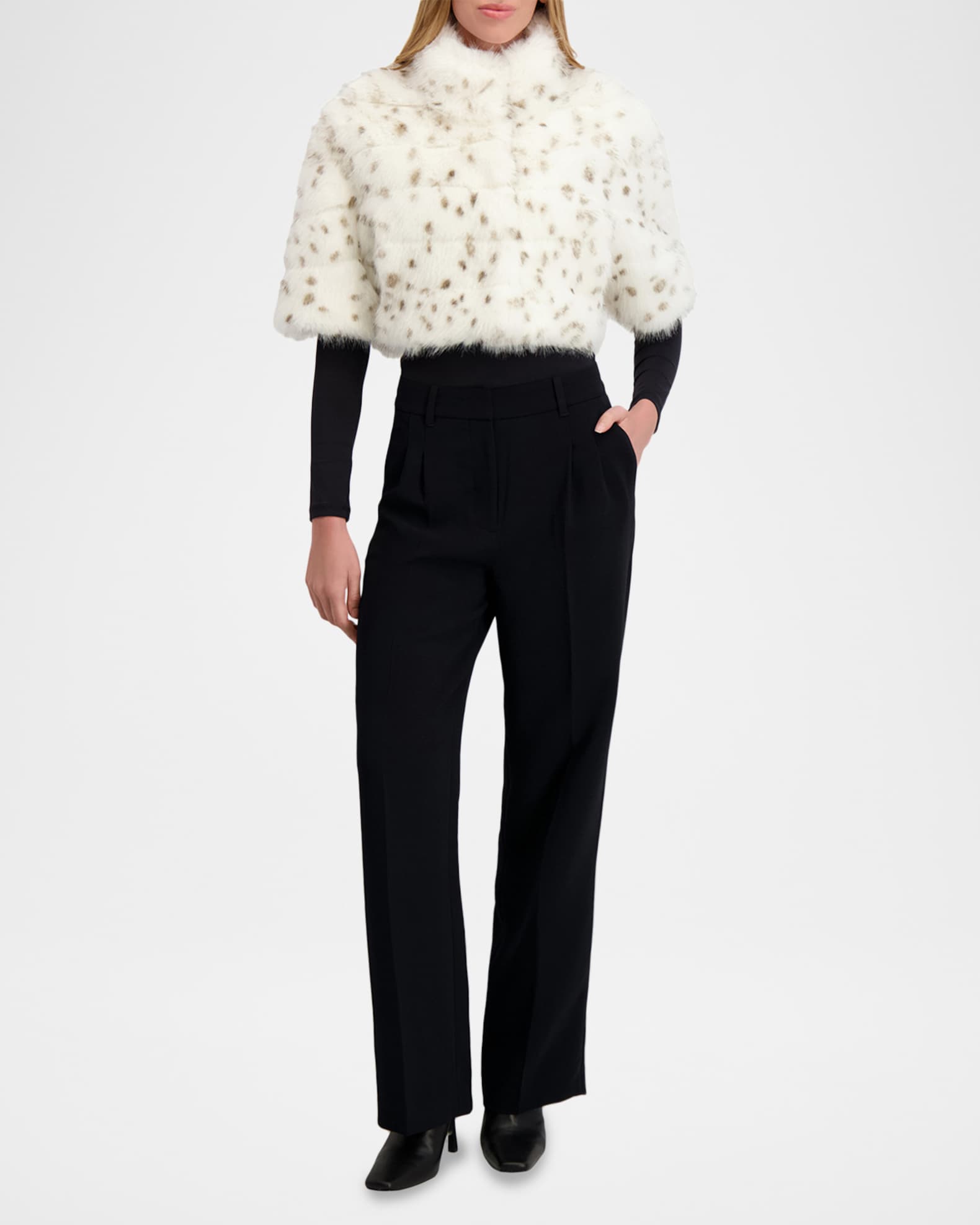 Fur-Free Cropped Faux Fox Coat