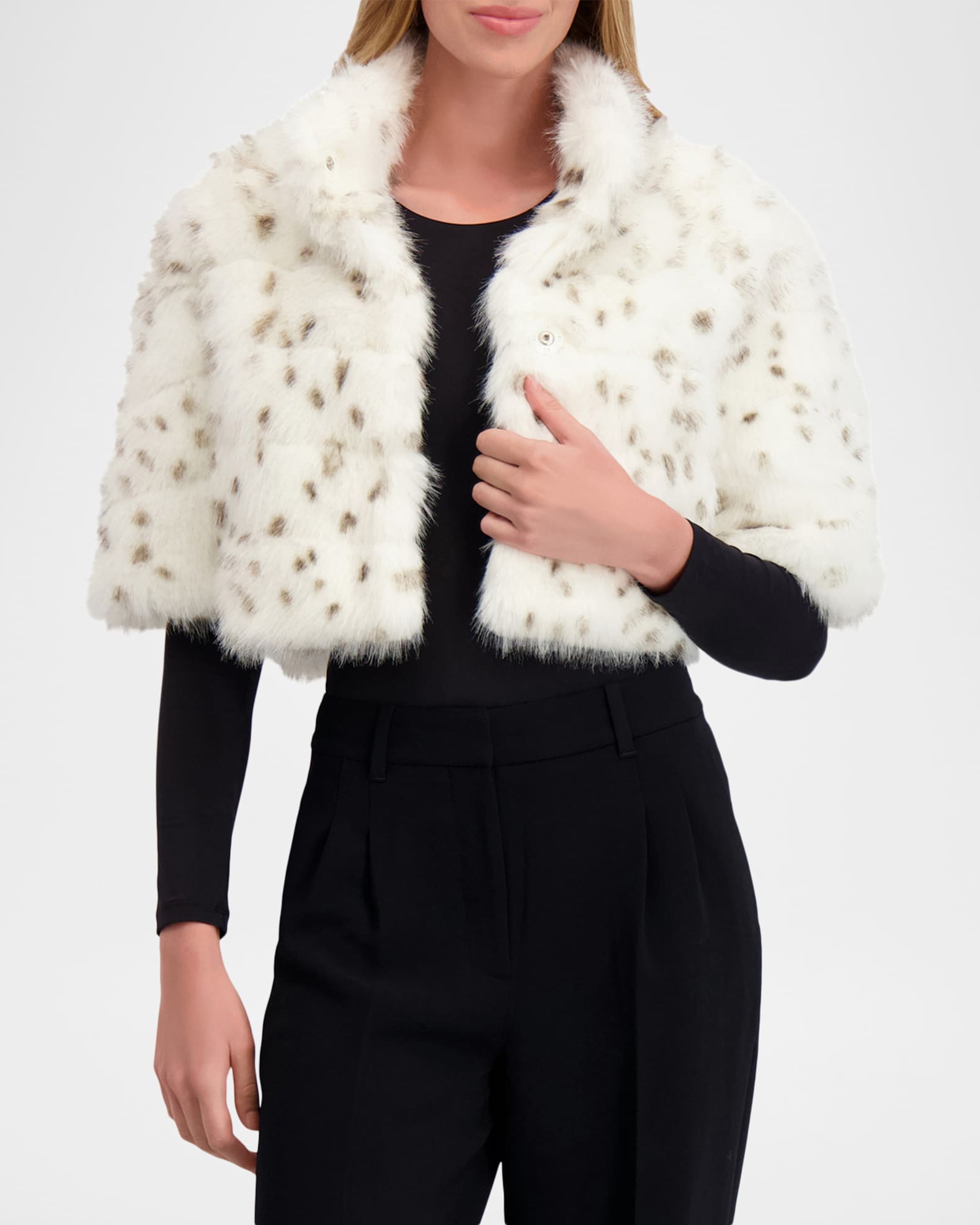 Fur-Free Cropped Faux Fox Coat