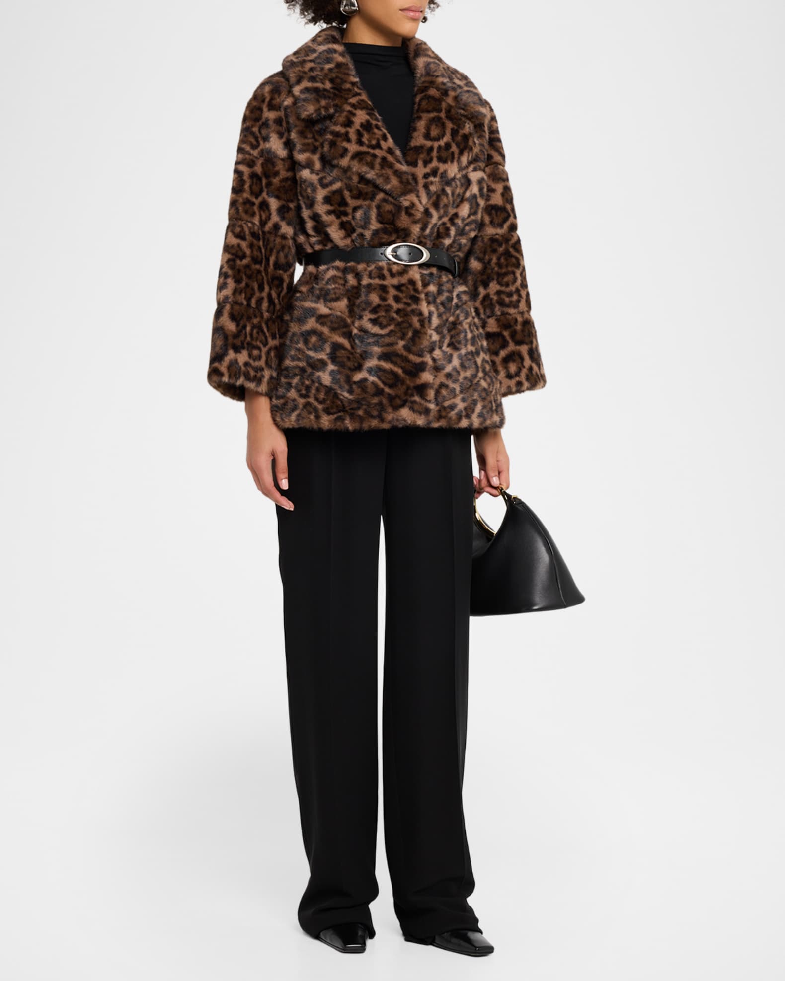Gorski Fur Free Faux Mink Leopard-Print Jacket | Neiman Marcus