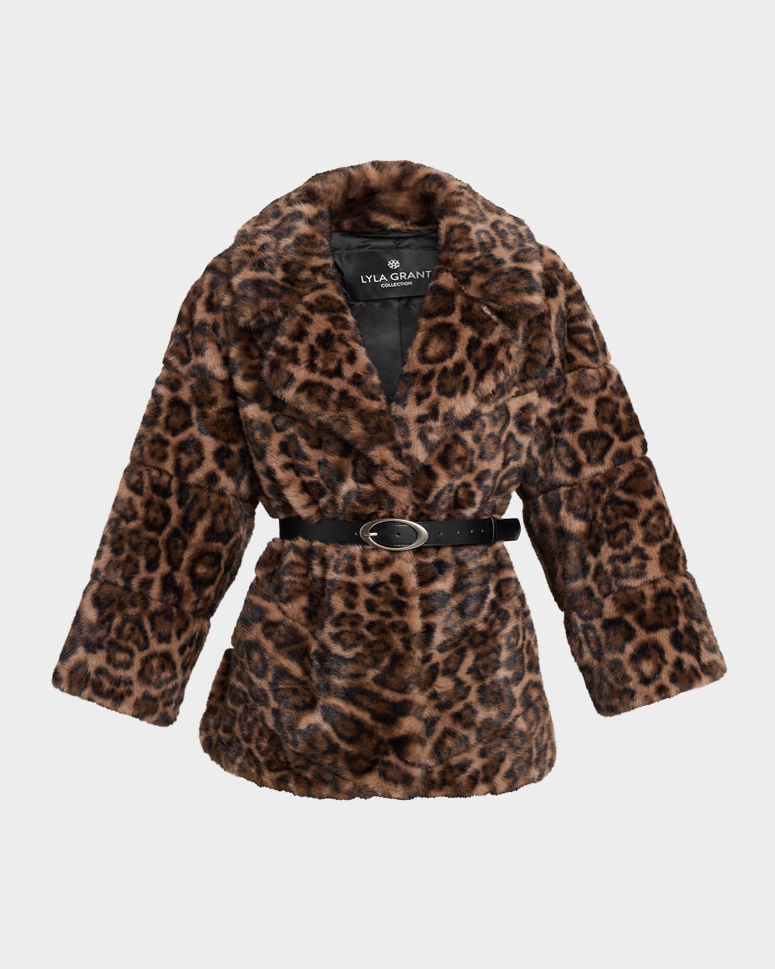 Gorski Fur Free Faux Mink Leopard-Print Jacket | Neiman Marcus