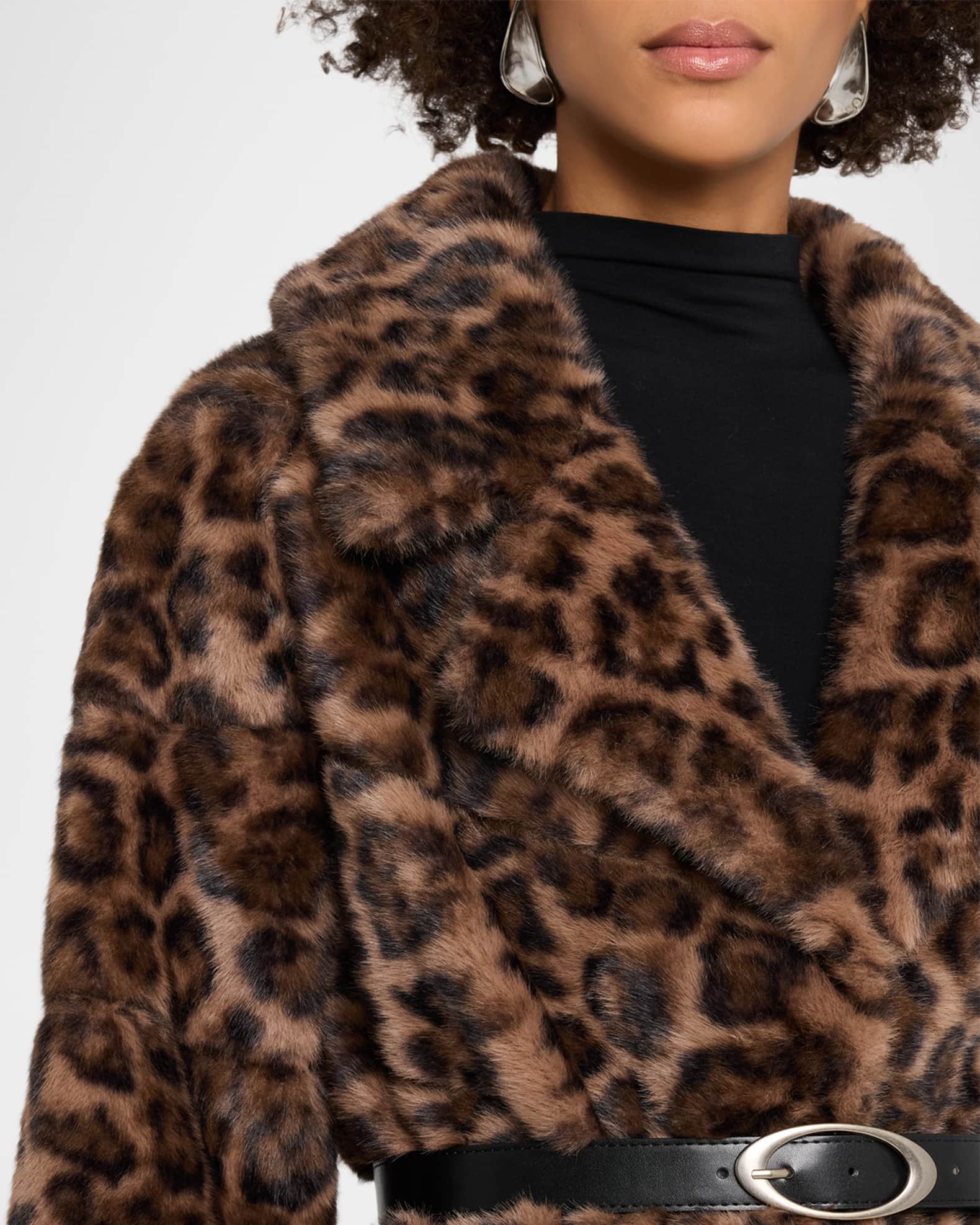 Gorski Fur Free Faux Mink Leopard-Print Jacket | Neiman Marcus