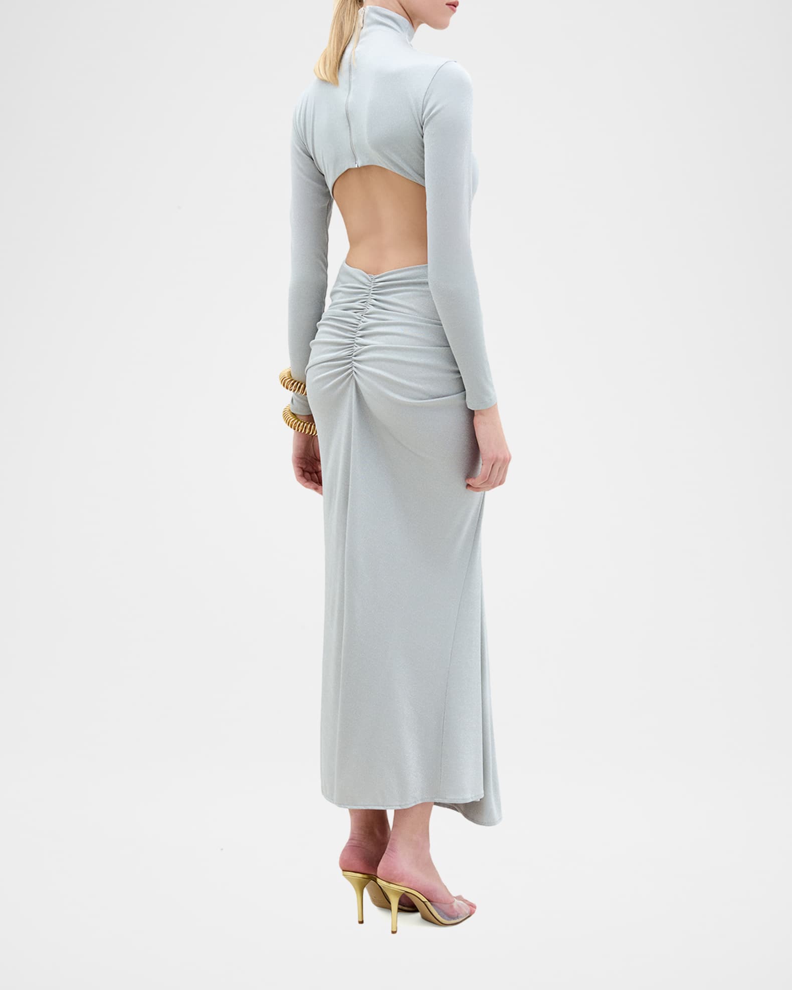 Silvia Tcherassi Venus Mock-Neck Draped Backless Ankle Dress | Neiman Marcus