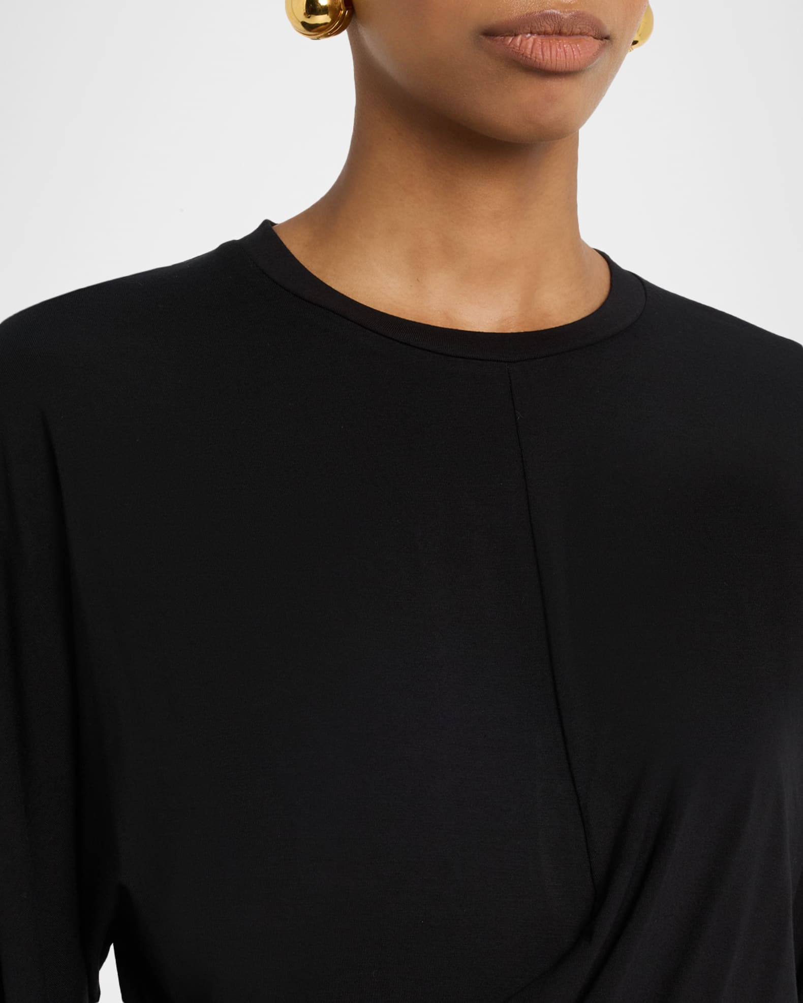 Vince Fixed-Drape Long-Sleeve Blouse | Neiman Marcus
