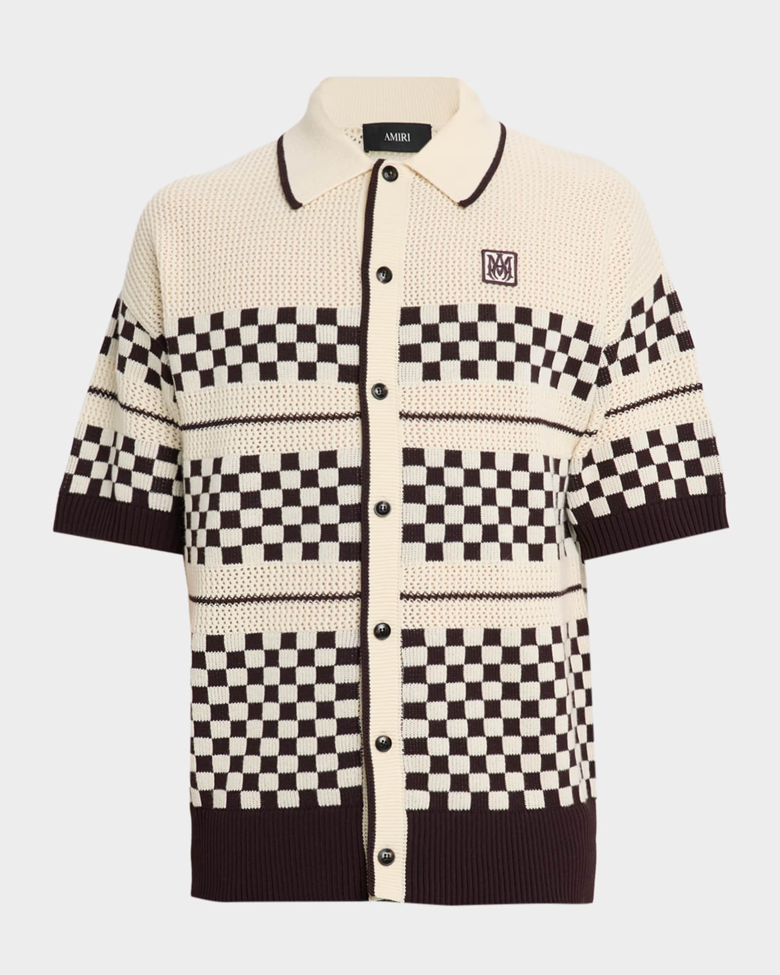 Amiri Men's Checkered Mesh Short-Sleeve Shirt | Neiman Marcus