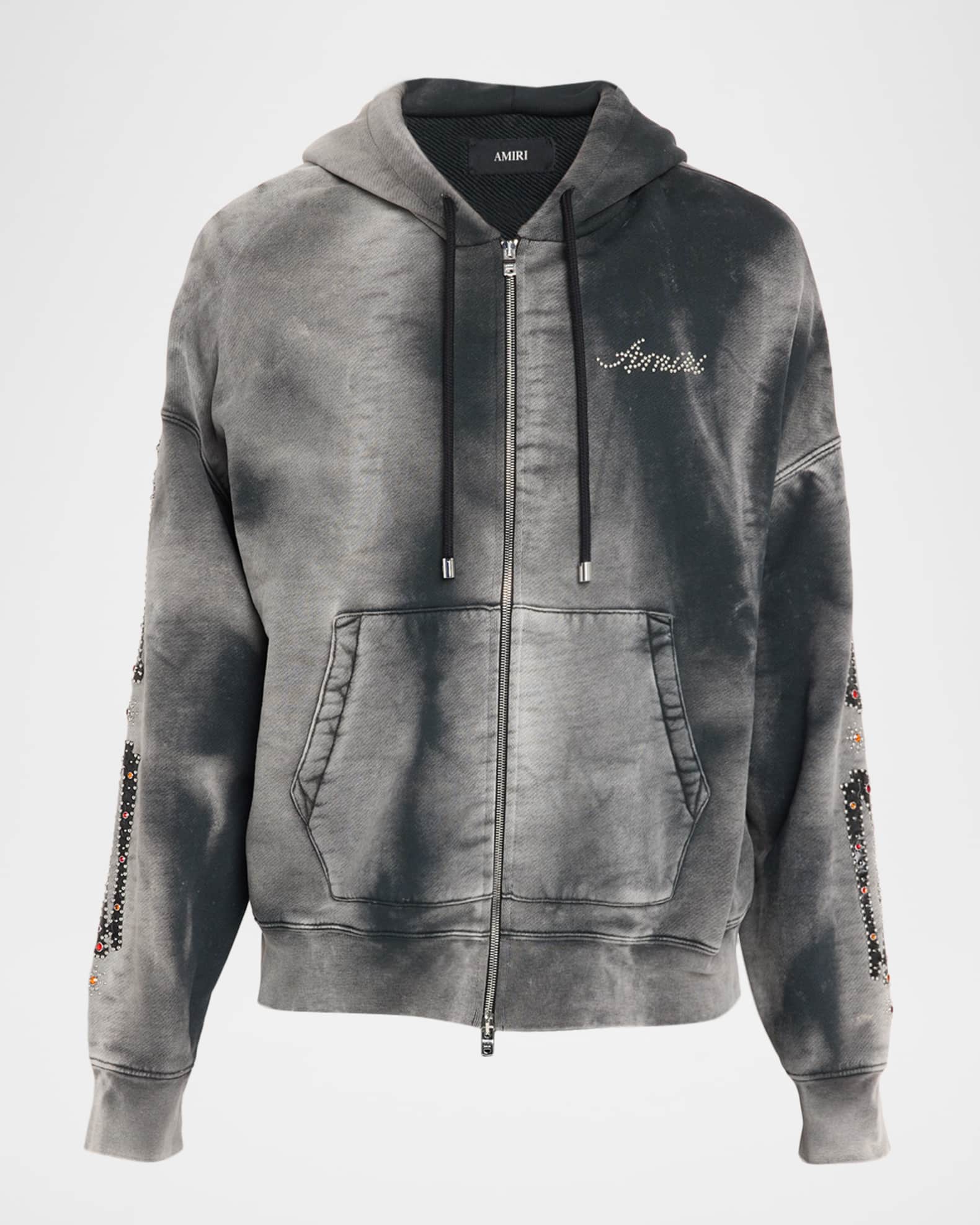 Amiri Men's Oversized Bone Applique Studded Hoodie | Neiman Marcus