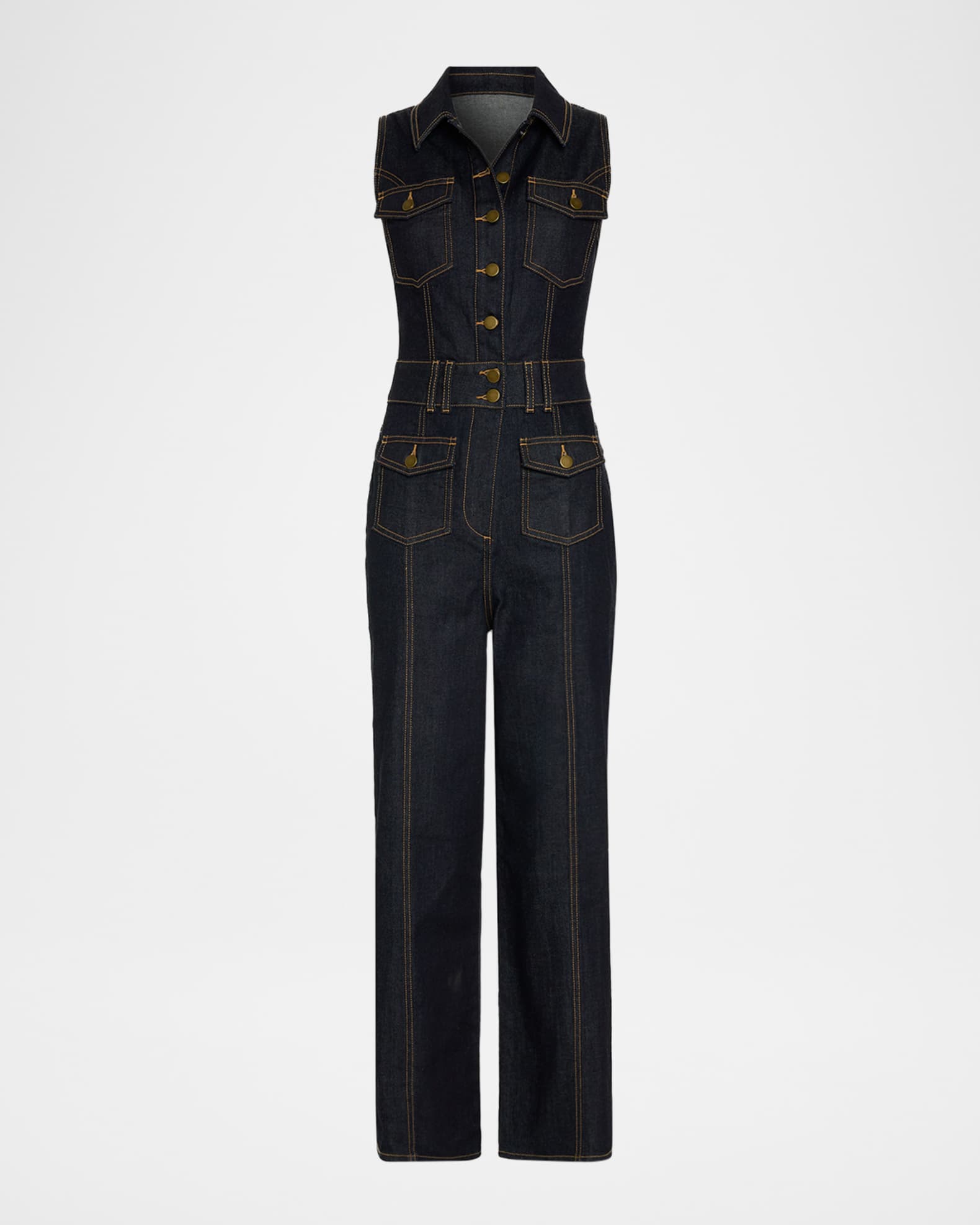 Ramy Brook Stephanie Denim Wide-Leg Jumpsuit | Neiman Marcus