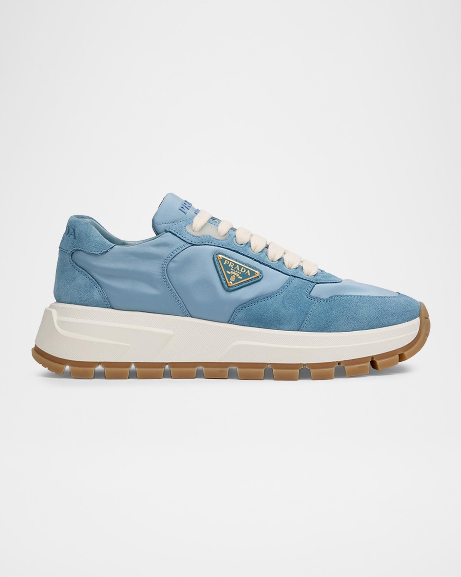 Brand new blue suede Prada shoes LUXURY PRADA PRAX 01 SNEAKERS SHOES 1E553L BLUE SUEDE NEW US  main image 2