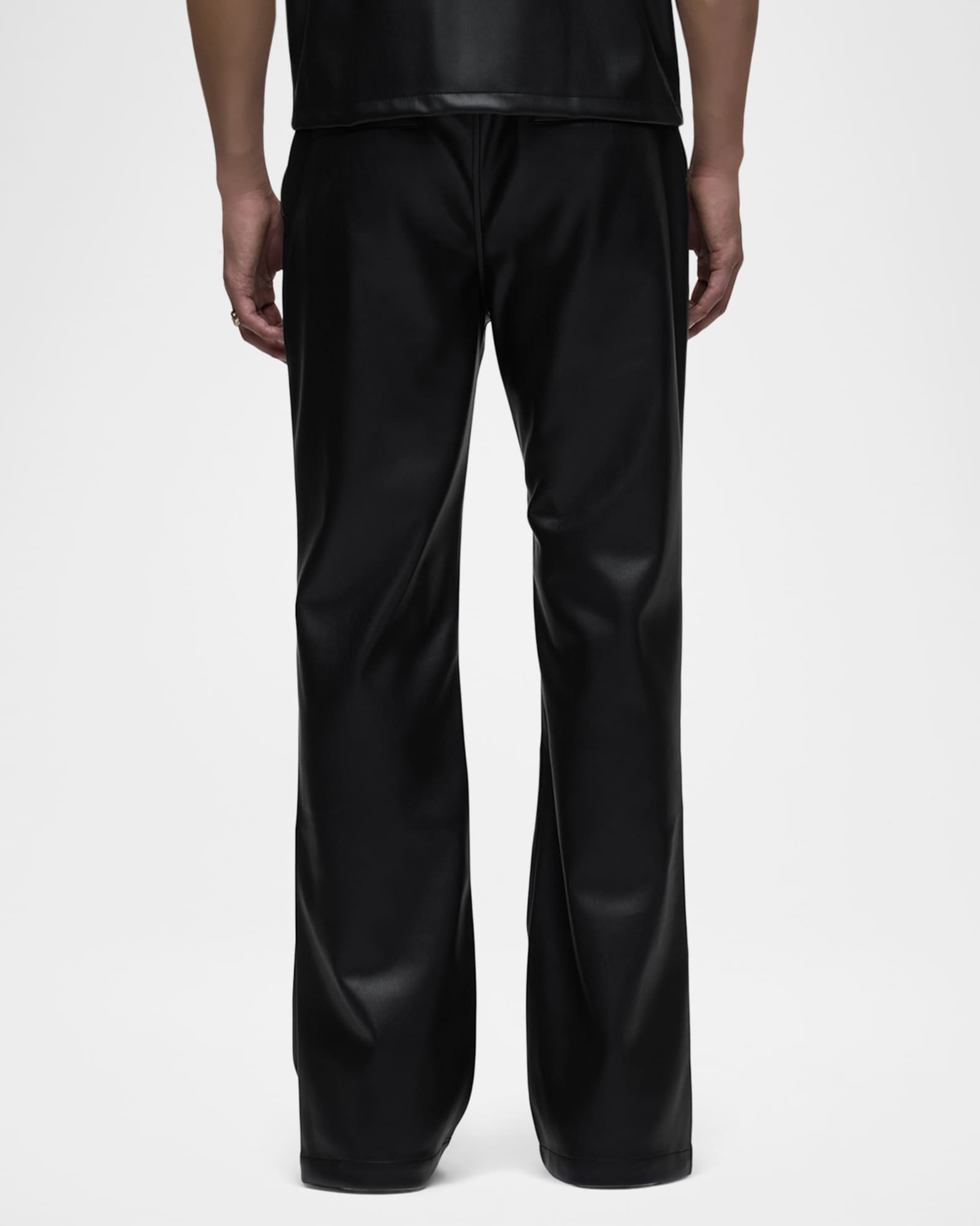 Hudson Men's Walker Vegan Leather Kick-Flare Pants | Neiman Marcus