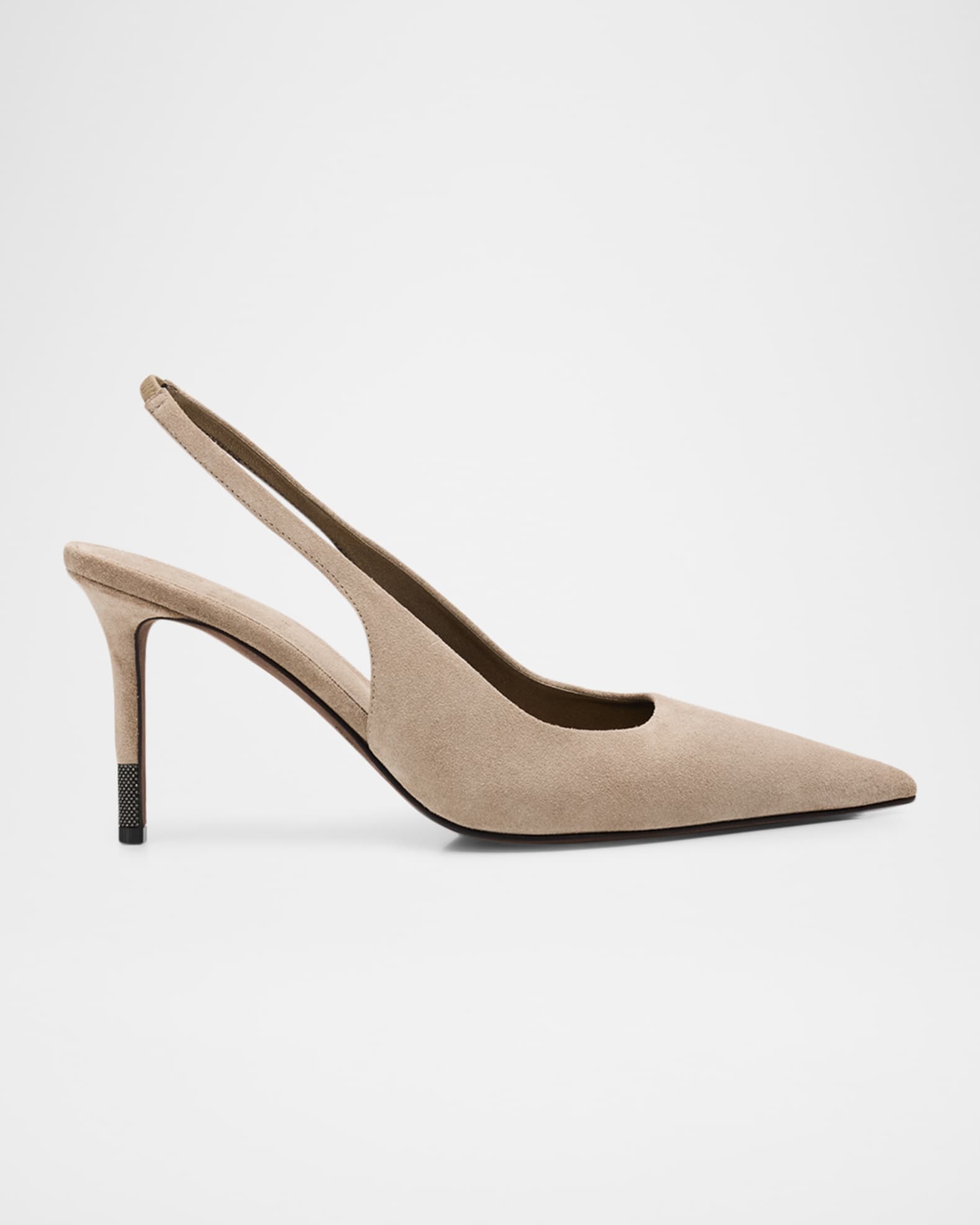 Brunello Cucinelli 80mm Monili Suede Slingback Pumps | Neiman Marcus