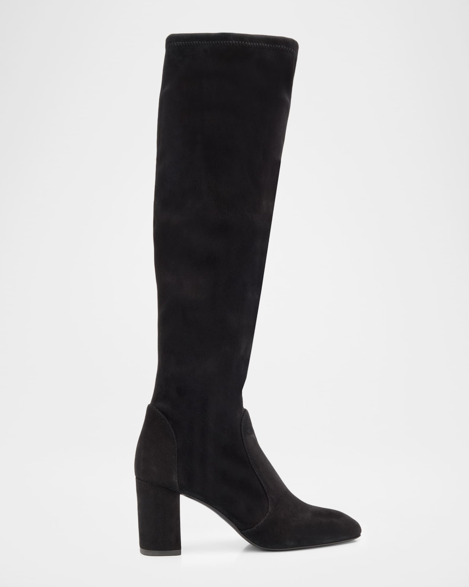 Stuart Weitzman 75mm Lucie Stretch Suede Knee-High Boots | Neiman