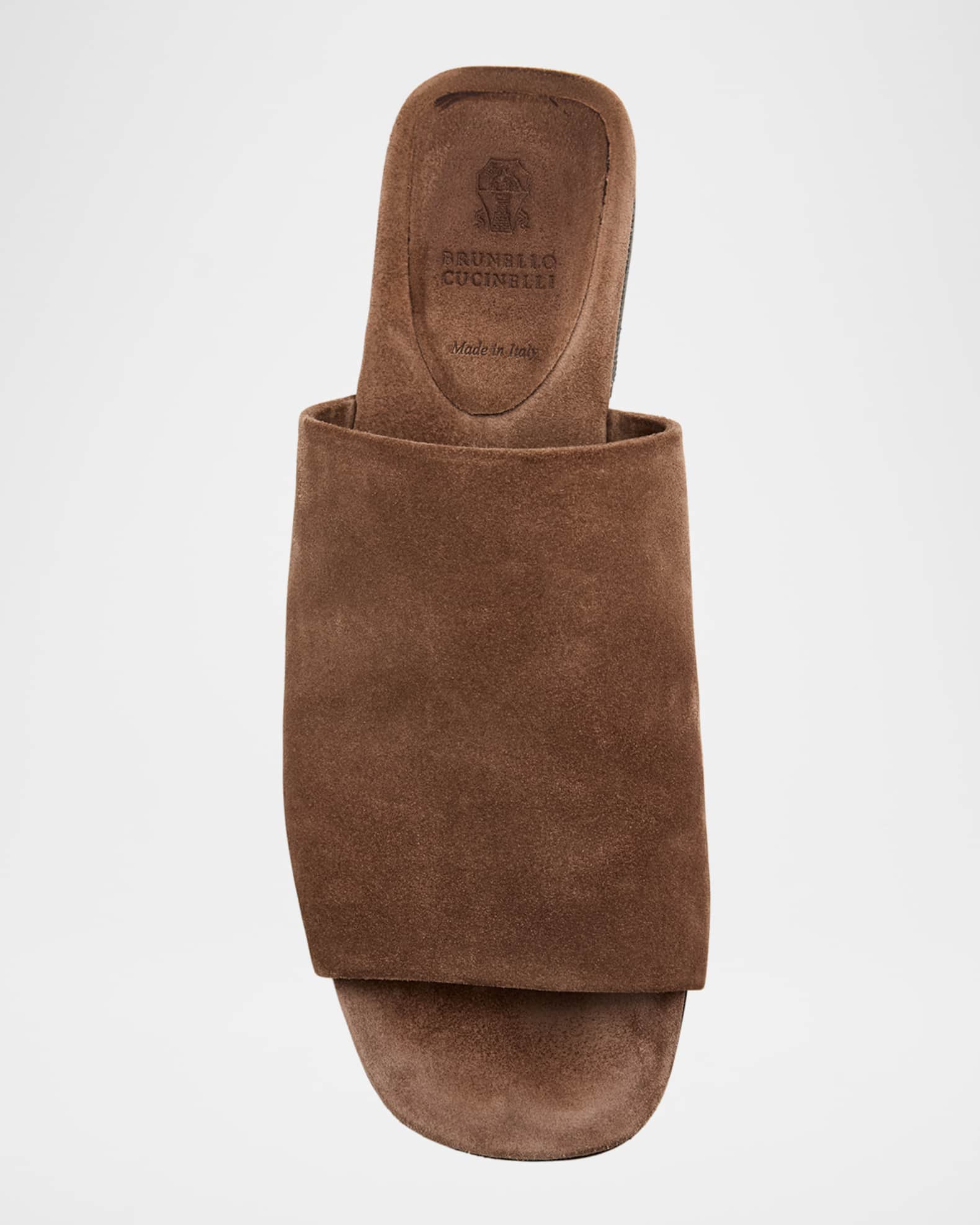 Brunello Cucinelli Monili Suede Mule Sandals | Neiman Marcus