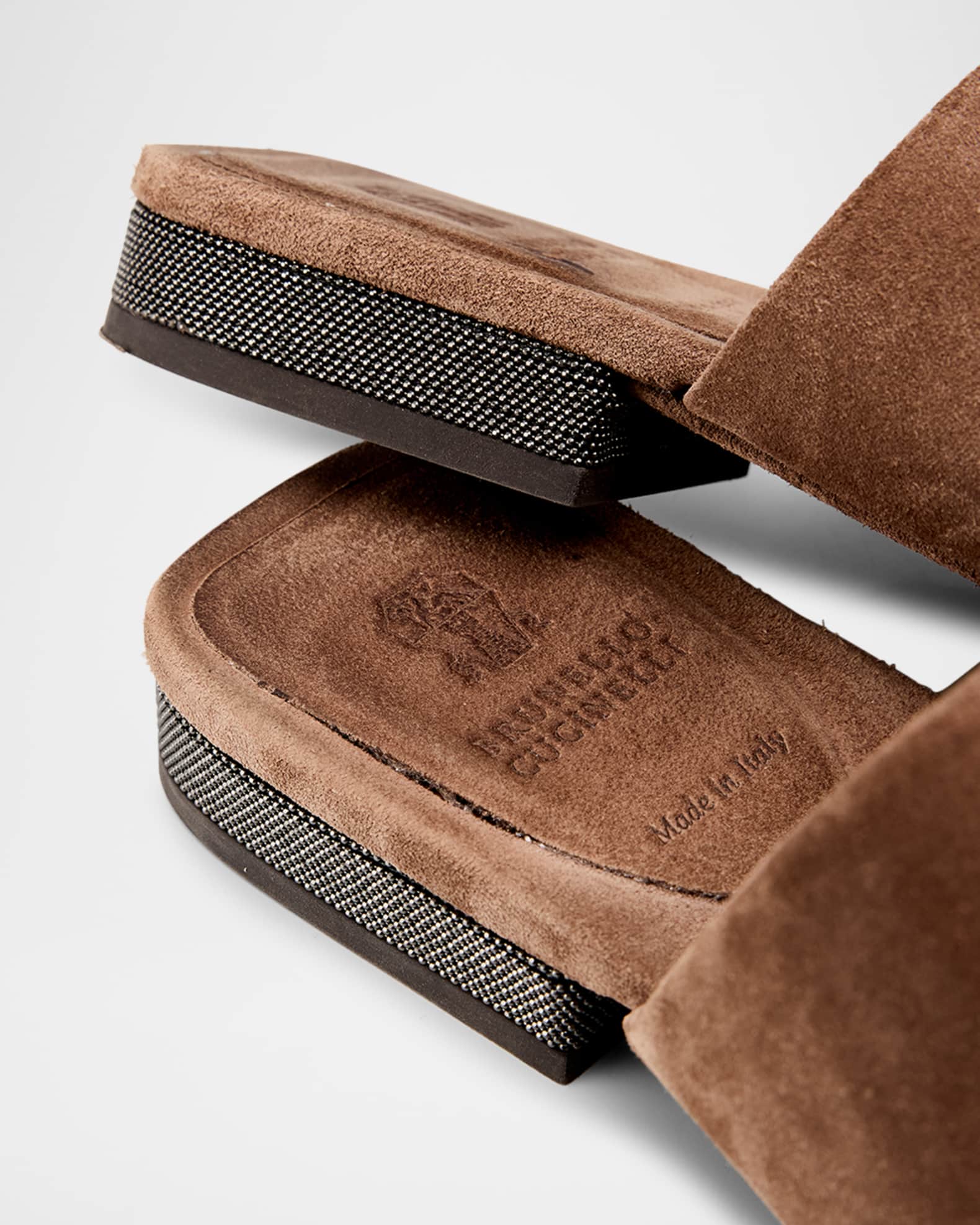 Brunello Cucinelli Monili Suede Mule Sandals | Neiman Marcus