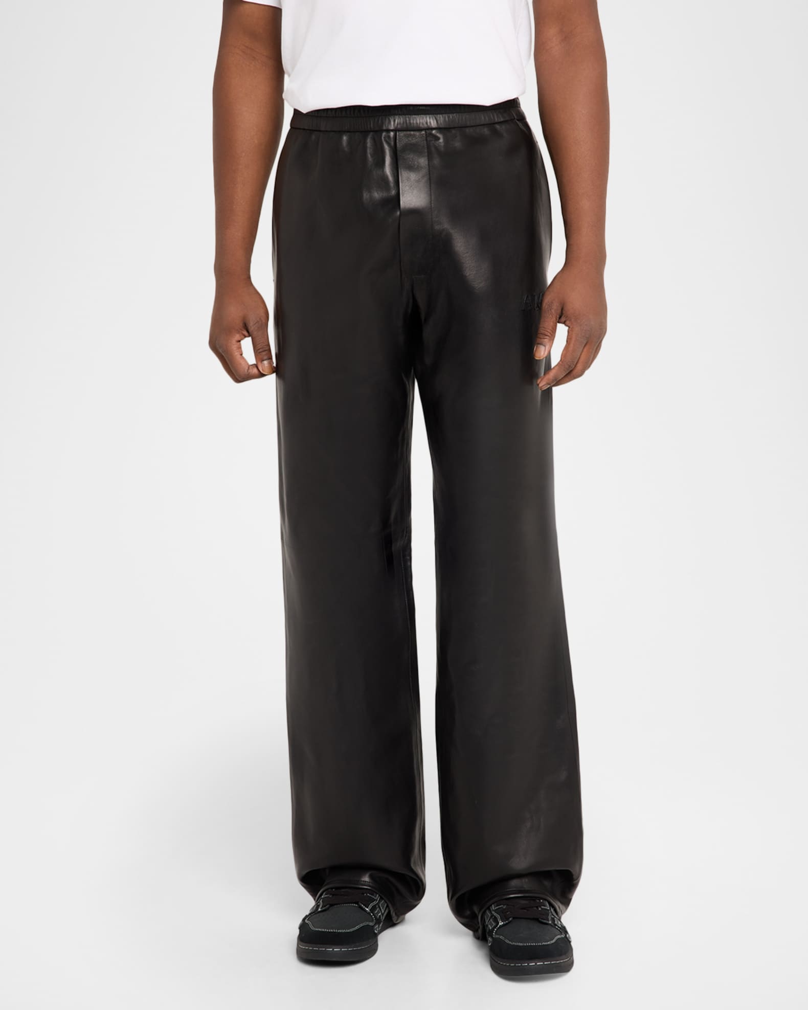 Amiri Men's Leather Wide-Leg Track Pants | Neiman Marcus
