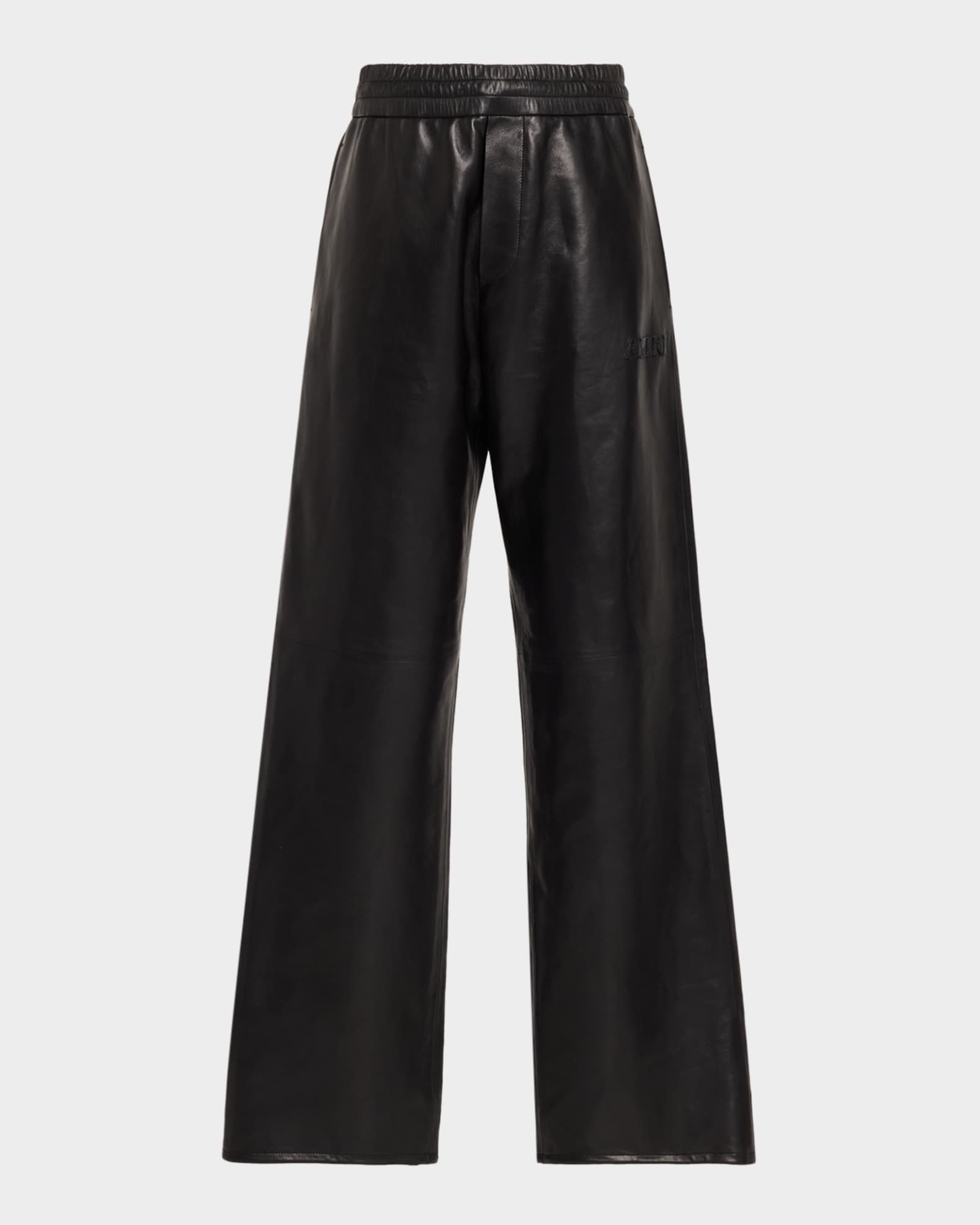 Amiri Men's Leather Wide-Leg Track Pants | Neiman Marcus
