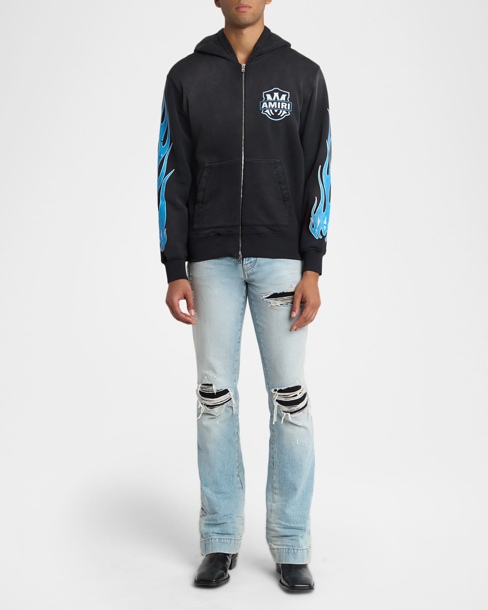 Amiri Men's MA Flames Full-Zip Hoodie | Neiman Marcus