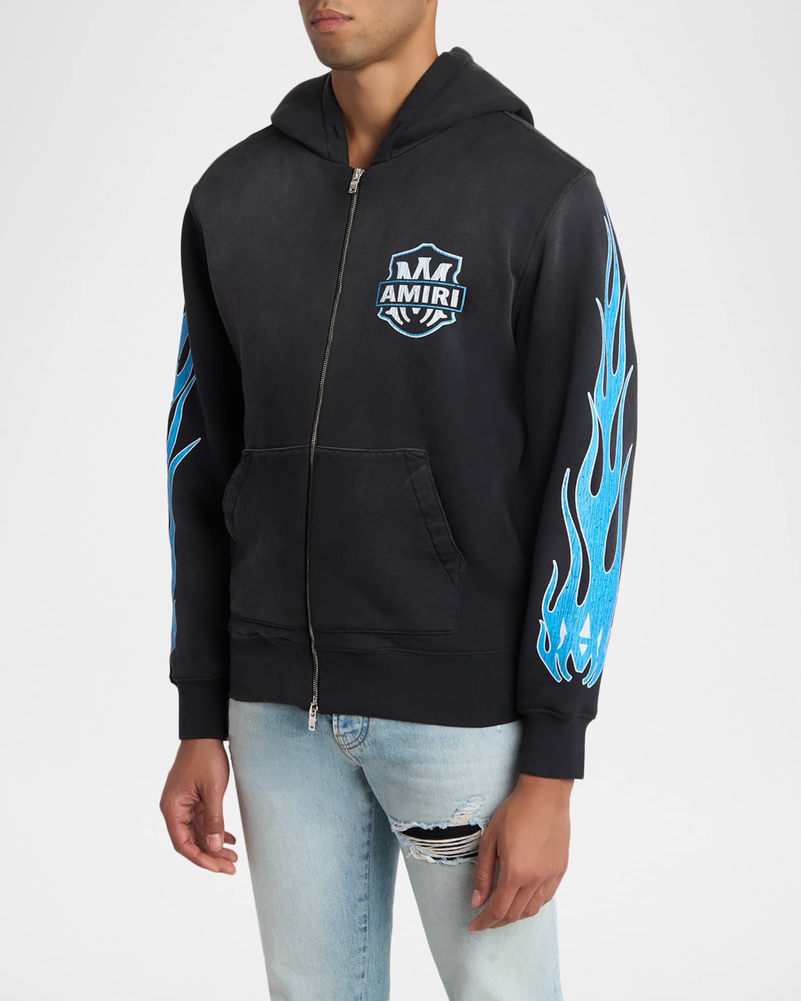 Amiri Men's MA Flames Full-Zip Hoodie | Neiman Marcus