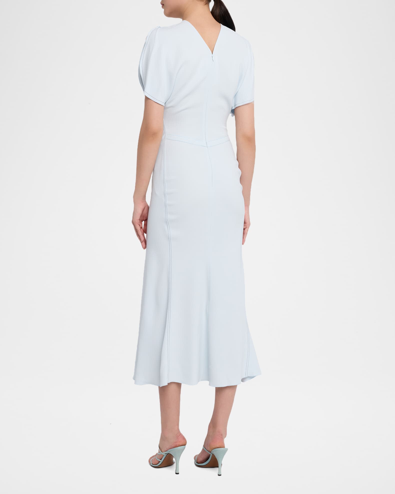 Victoria Beckham Gathered Waist Crepe Midi Dress | Neiman Marcus