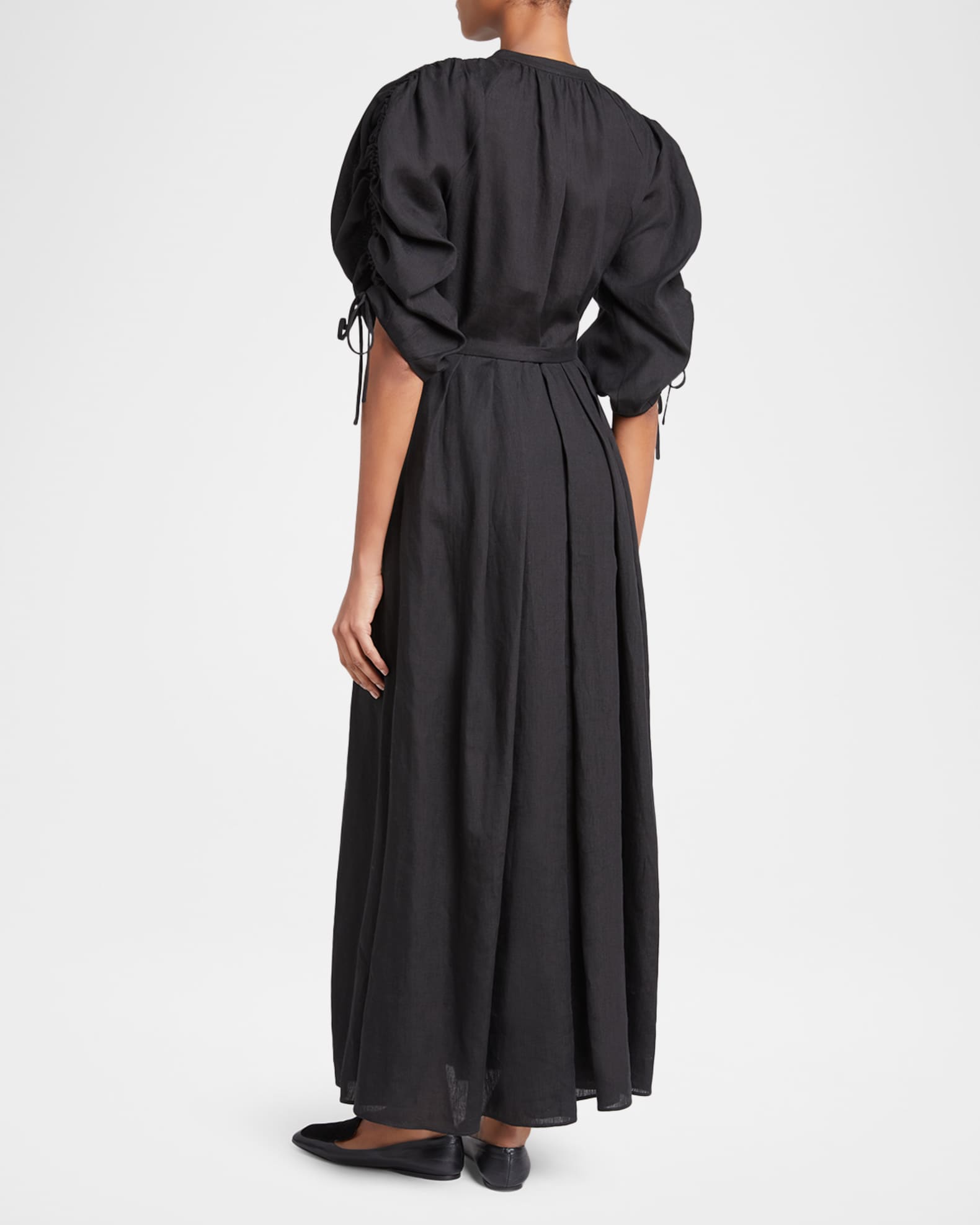 chinese dress ladies Long Linen Dress with Belt 