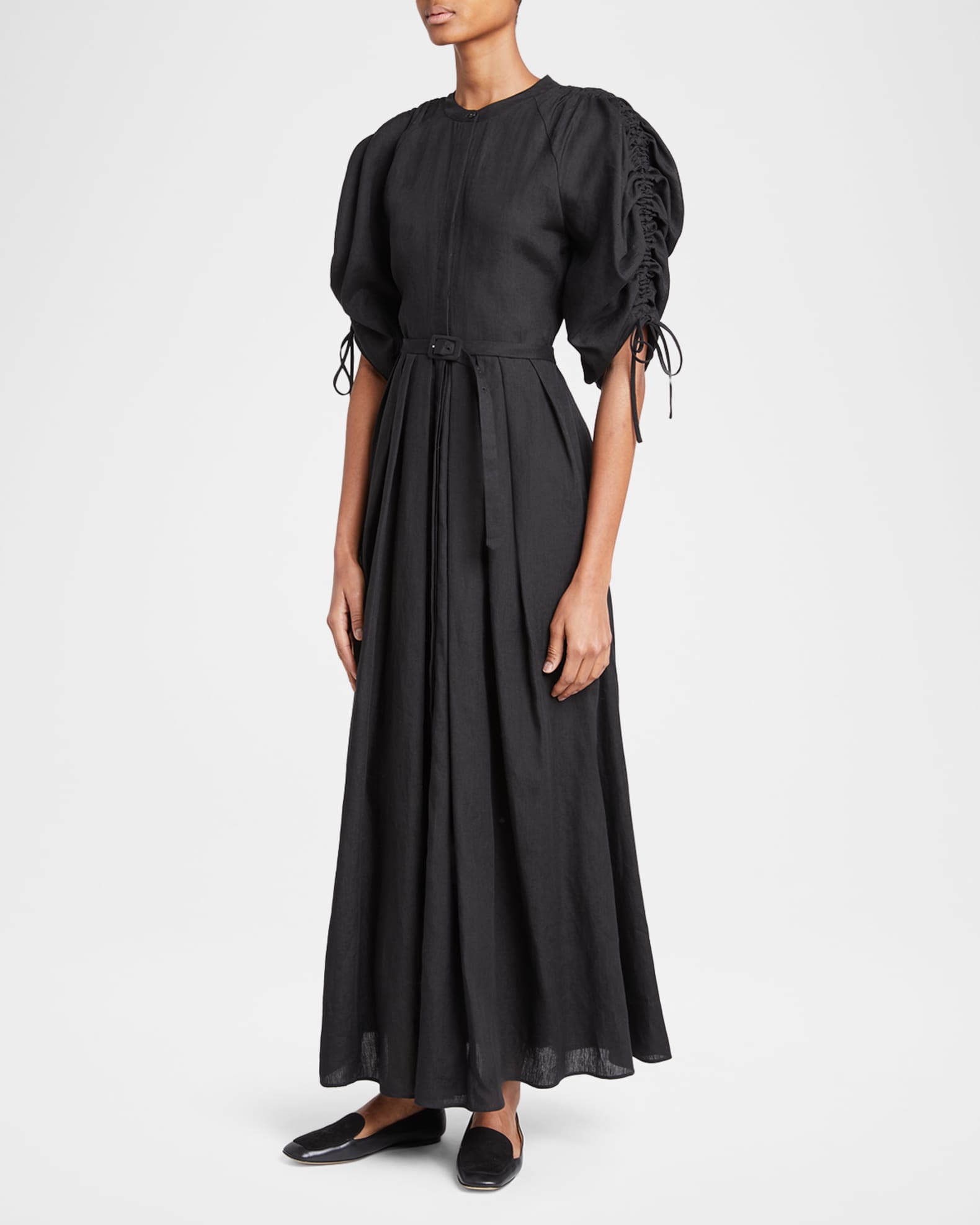 Gabriela Hearst - Linnea Maxi Dress in Black Aloe Linen - Black - 46 - Dresses