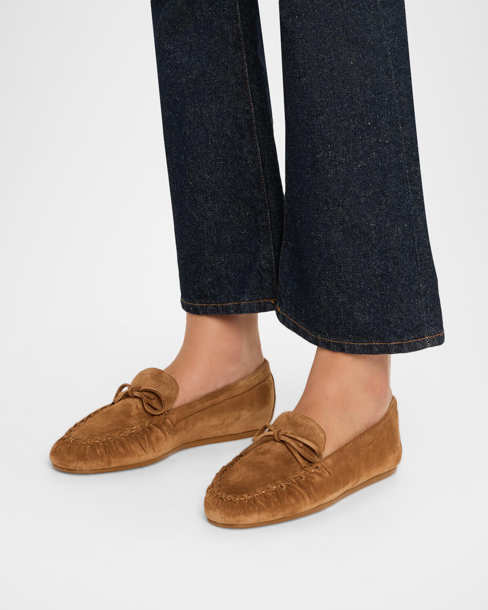 Stuart Weitzman Britt Suede Bow Loafers | Neiman Marcus